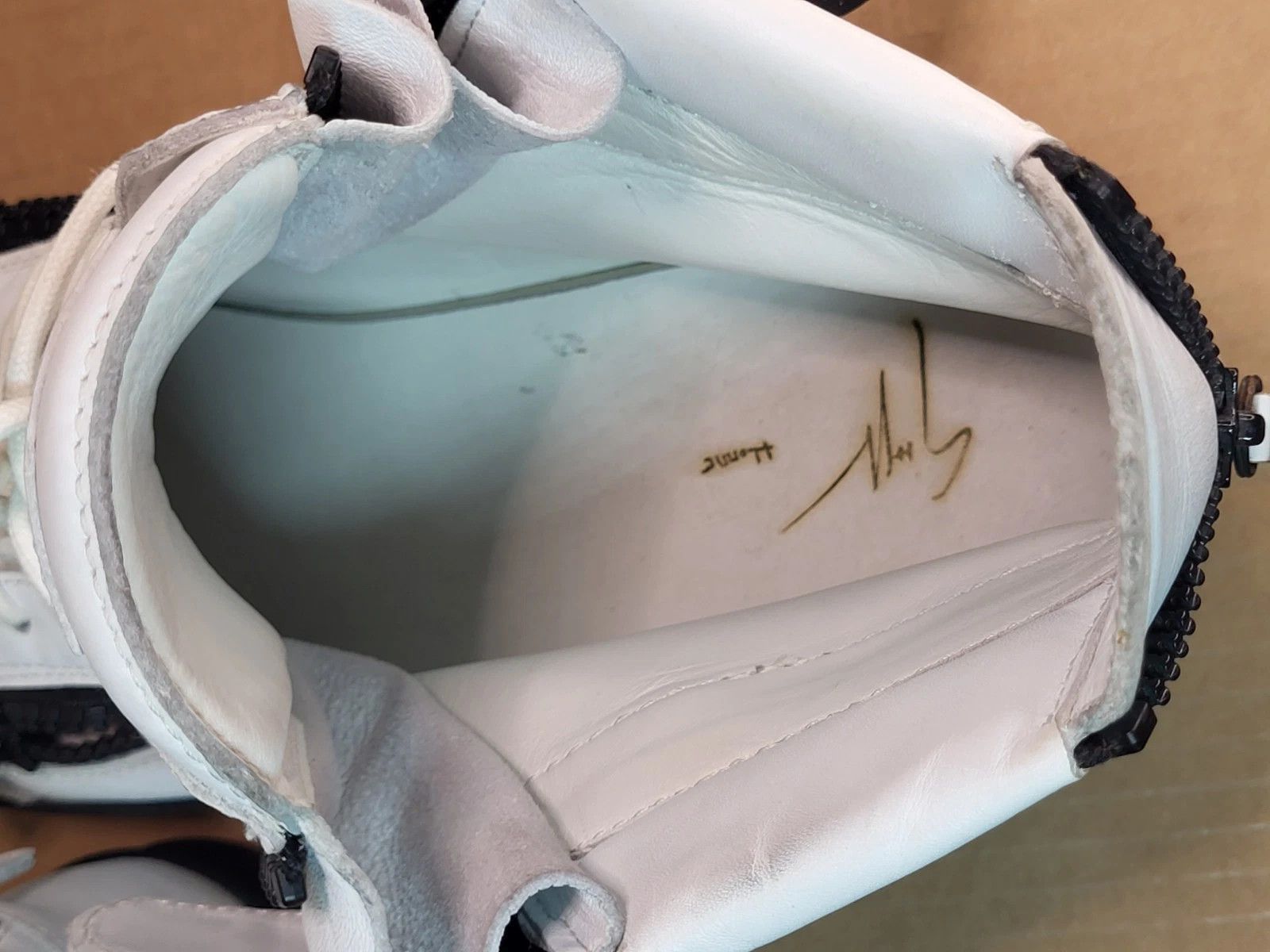 Giuseppe Zanotti Giuseppe Zanotti White Leather High Top Sneakers Dbl Zippers Size US 15 / EU 48 - 18 Thumbnail
