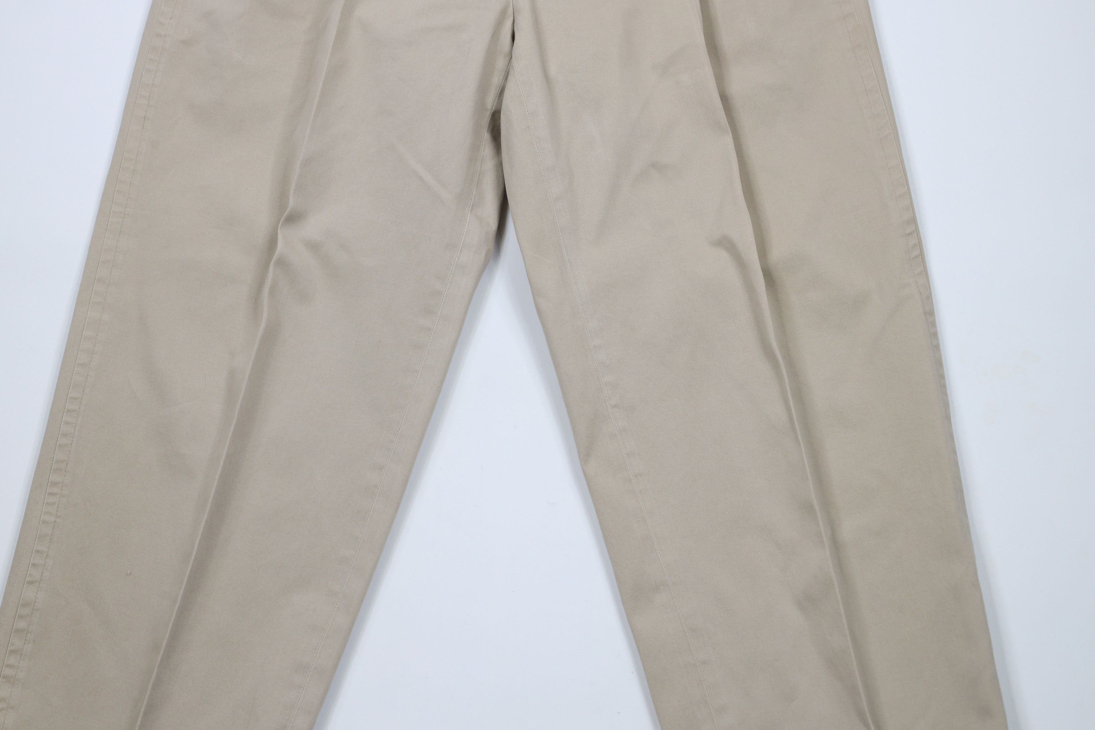 Nautica × Vintage Vintage 90s Nautica Pleated Cuffed Chino Pants Beige Cotton Size US 34 / EU 50 - 3 Thumbnail
