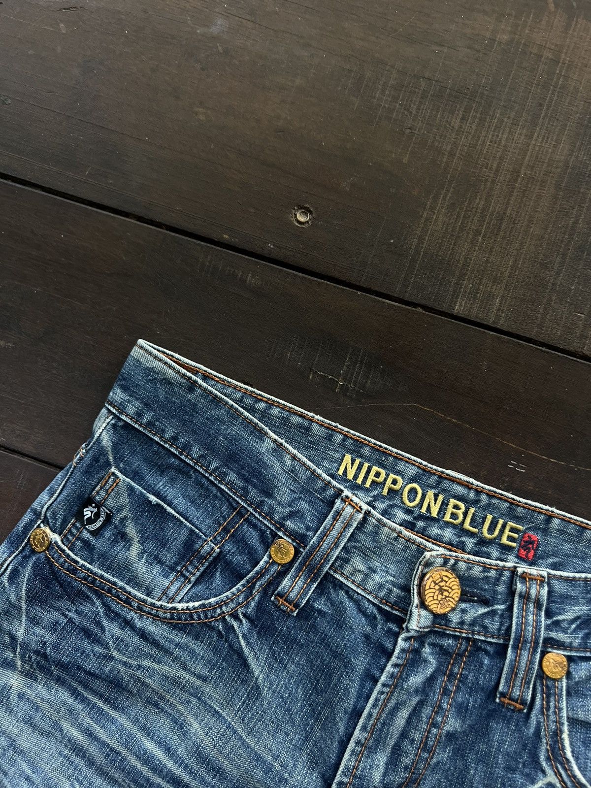 Japanese Brand NIPPON BLUE EMBROIDED EVISU STYLE JEANS Y2K Size US 30 / EU 46 - 7 Thumbnail