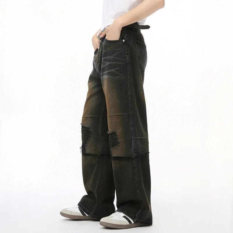 Designer Vintage Holes Worn-out Leg Loose Jeans Size US 28 / EU 44 - 4 Thumbnail