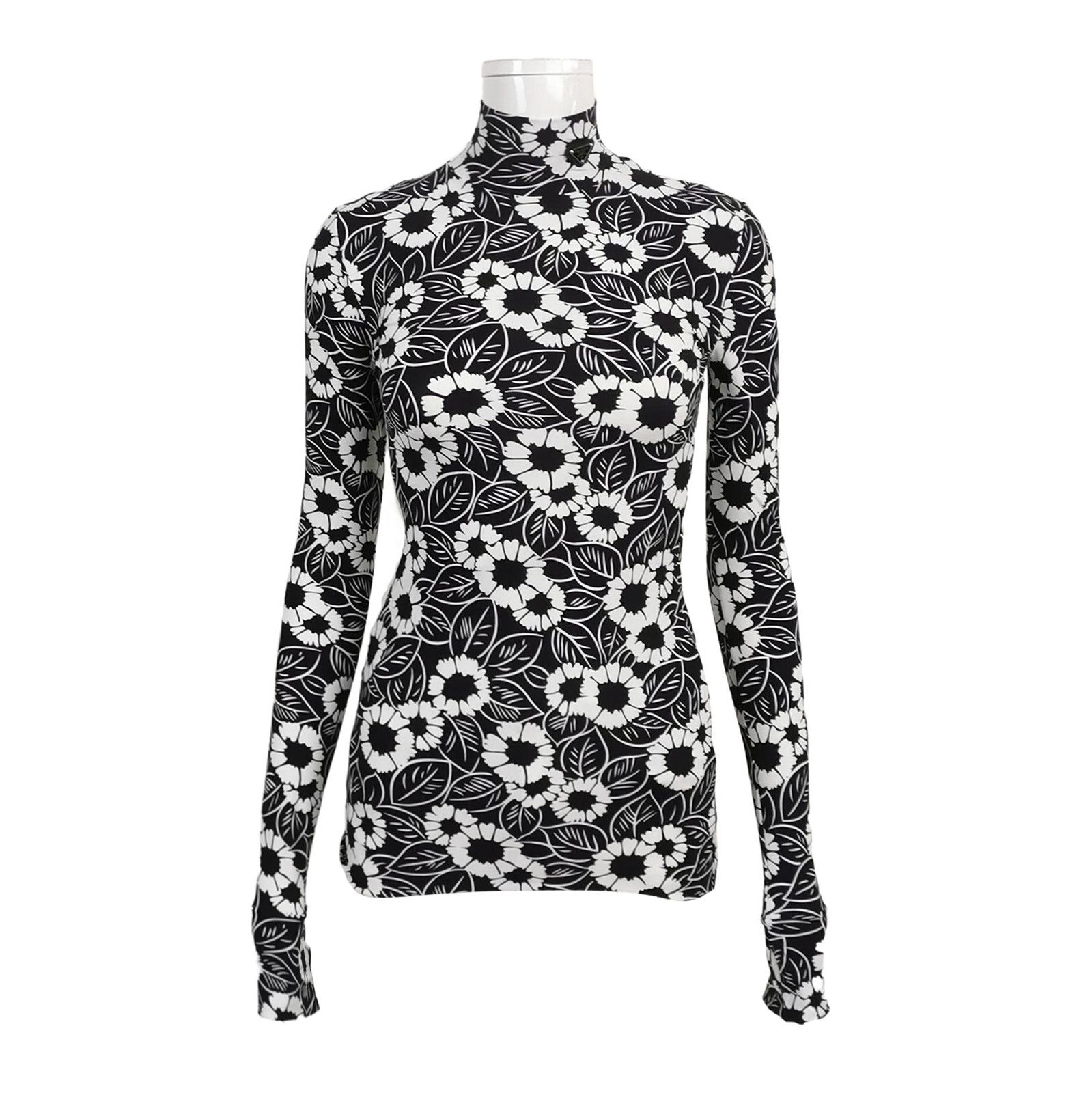 Prada Prada Floral Pattern High Neck Top 0089 Size S / US 4 / IT 40 - 1 Thumbnail