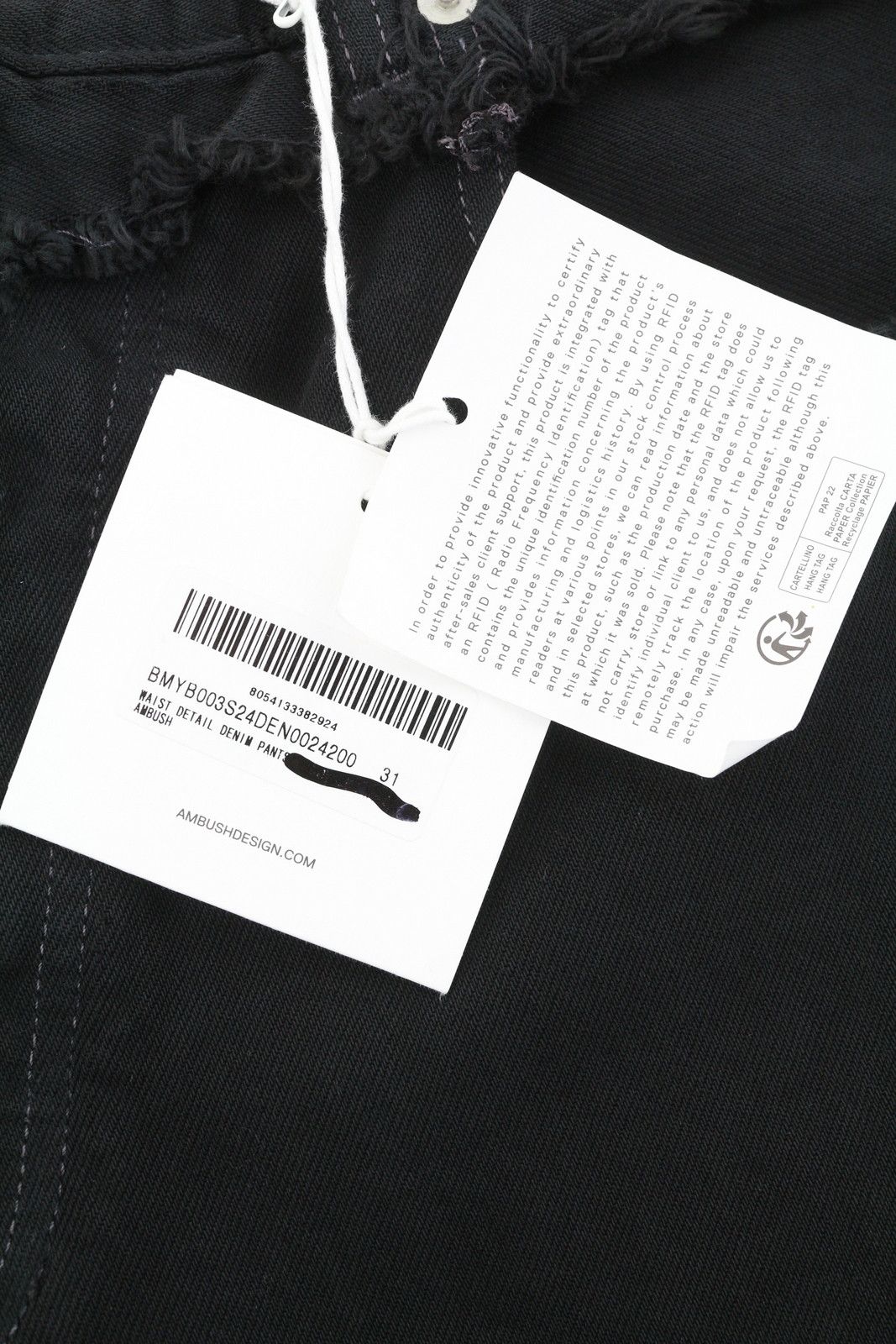 Ambush Design WAIST DETAIL W31 Black Distress Button Jeans 86797 Size US 31 - 7 Thumbnail