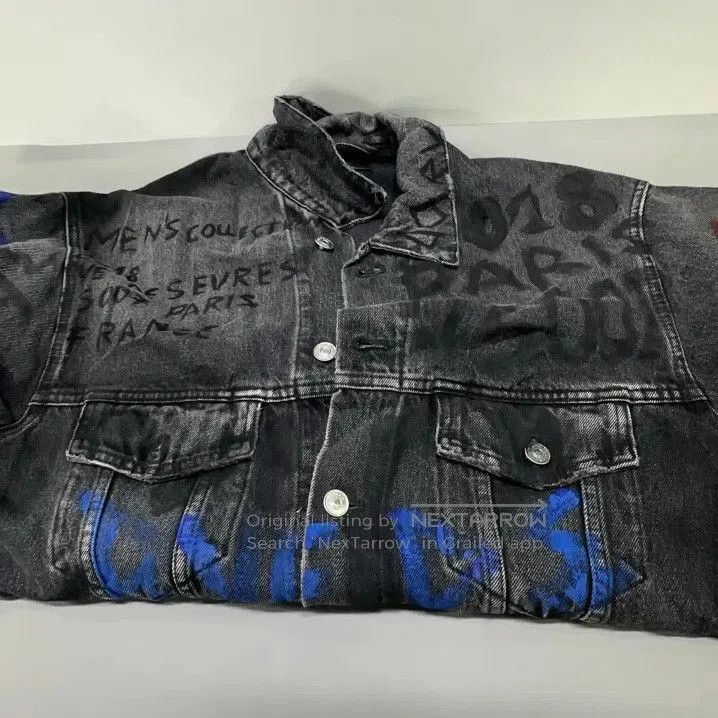 Balenciaga Balenciaga Black Graffiti Denim Jacket. Size US L / EU 52-54 / 3 - 7 Thumbnail