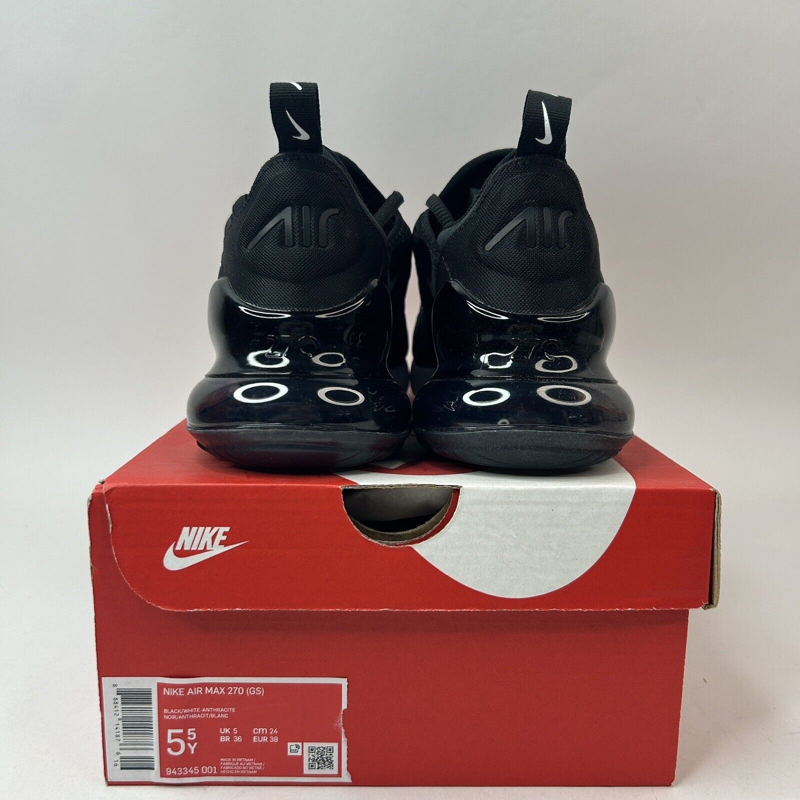 Nike Nike Air Max 270 GS "Black White" 2023 Size US 7 / IT 37 - 4 Thumbnail