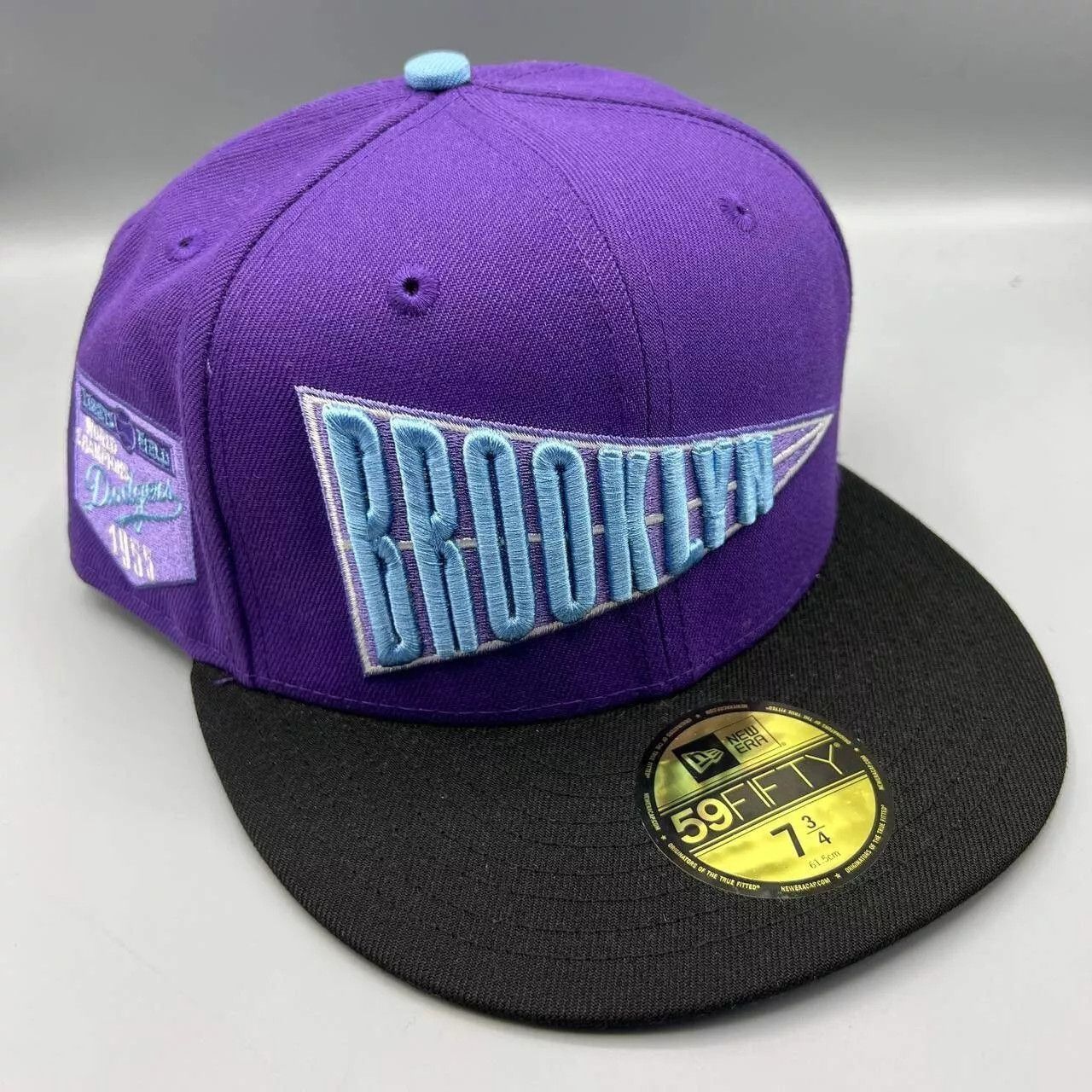 New Era Los Angeles LA Dodgers Hat Men 7 3/4 Purple Black MLB Fitted Size ONE SIZE - 1 Thumbnail