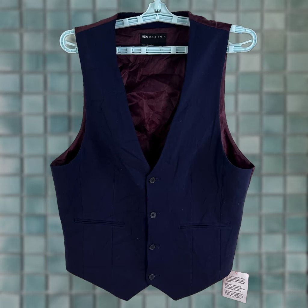 Asos ASOS Button-Up Vest Shirt Mens 40 Blue NWT Size US XXS / EU 40 - 1 Thumbnail