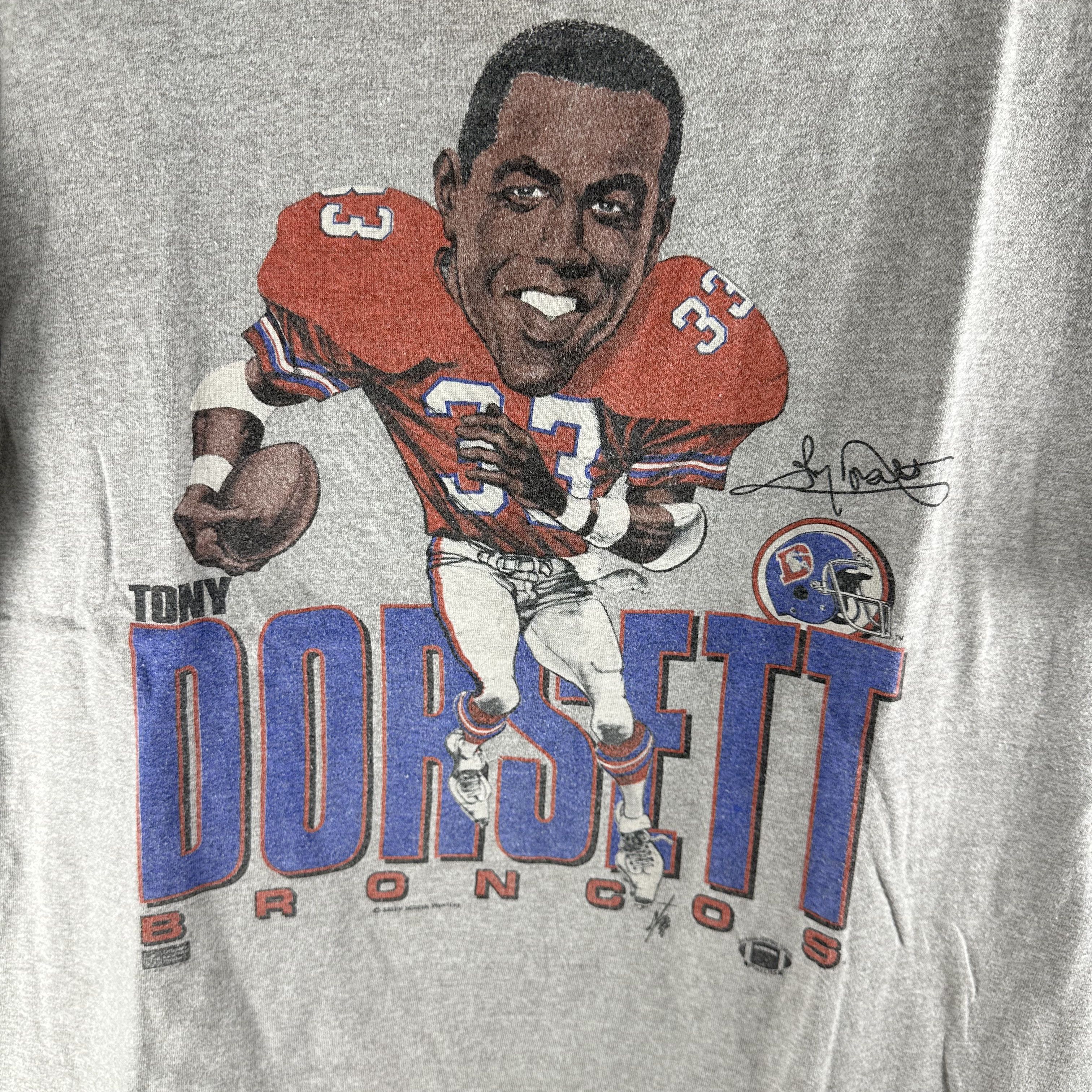 Vintage ​80s Tony Dorsett Denver Broncos NFL Caricature T-Shirt Size US L / EU 52-54 / 3 - 2 Thumbnail