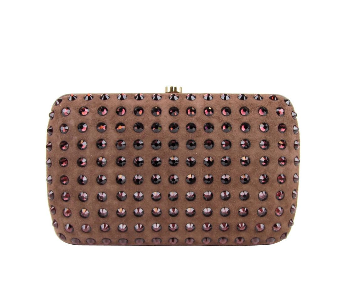 Gucci Women's Brown Suede Broadway Crystal Evening Clutch Bag Size ONE SIZE - 1 Thumbnail