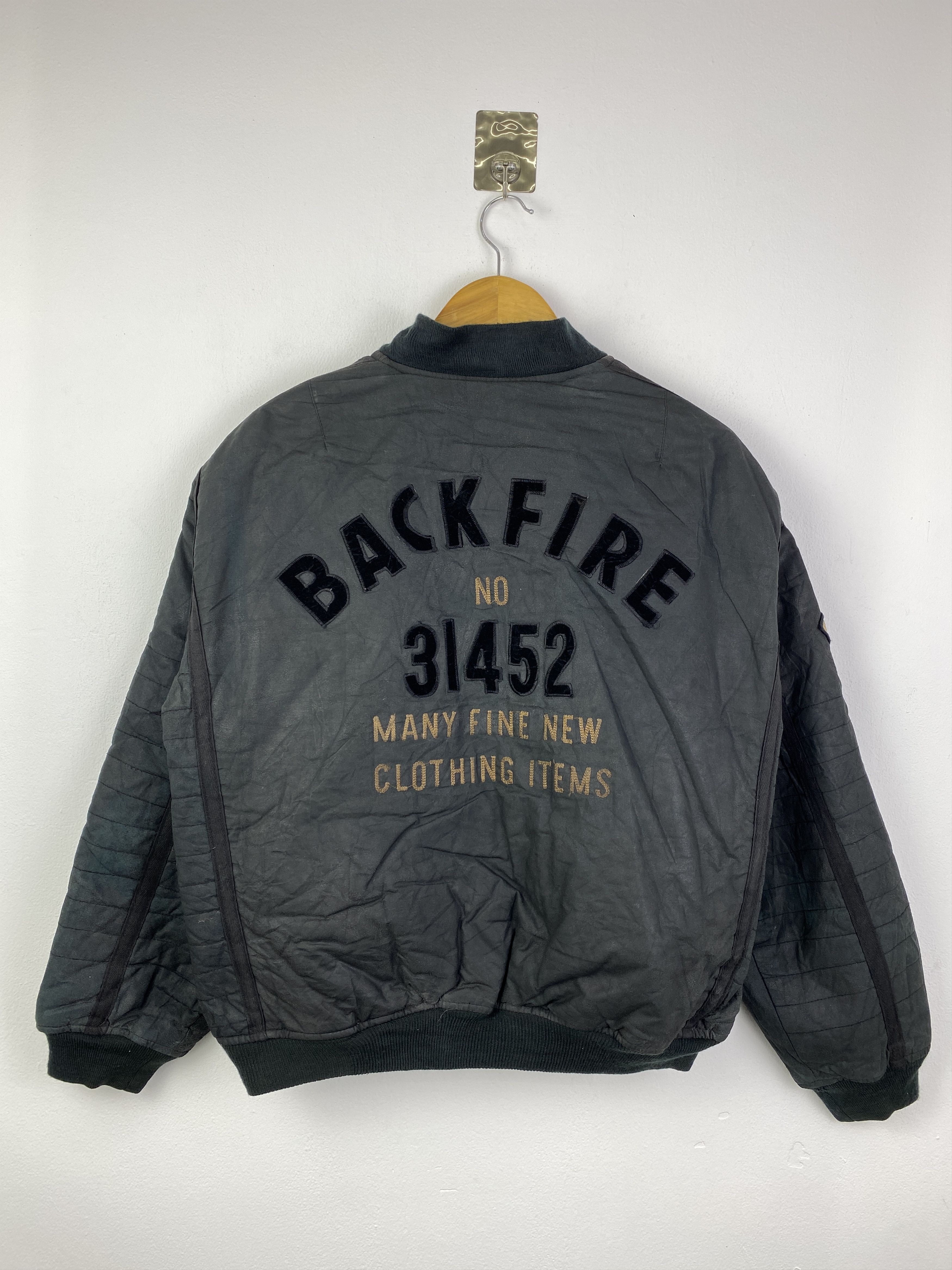 Other Vintage 80s Backfire Flying Zipper Bomber Jacket J0082 Size US M / EU 48-50 / 2 - 1 Thumbnail