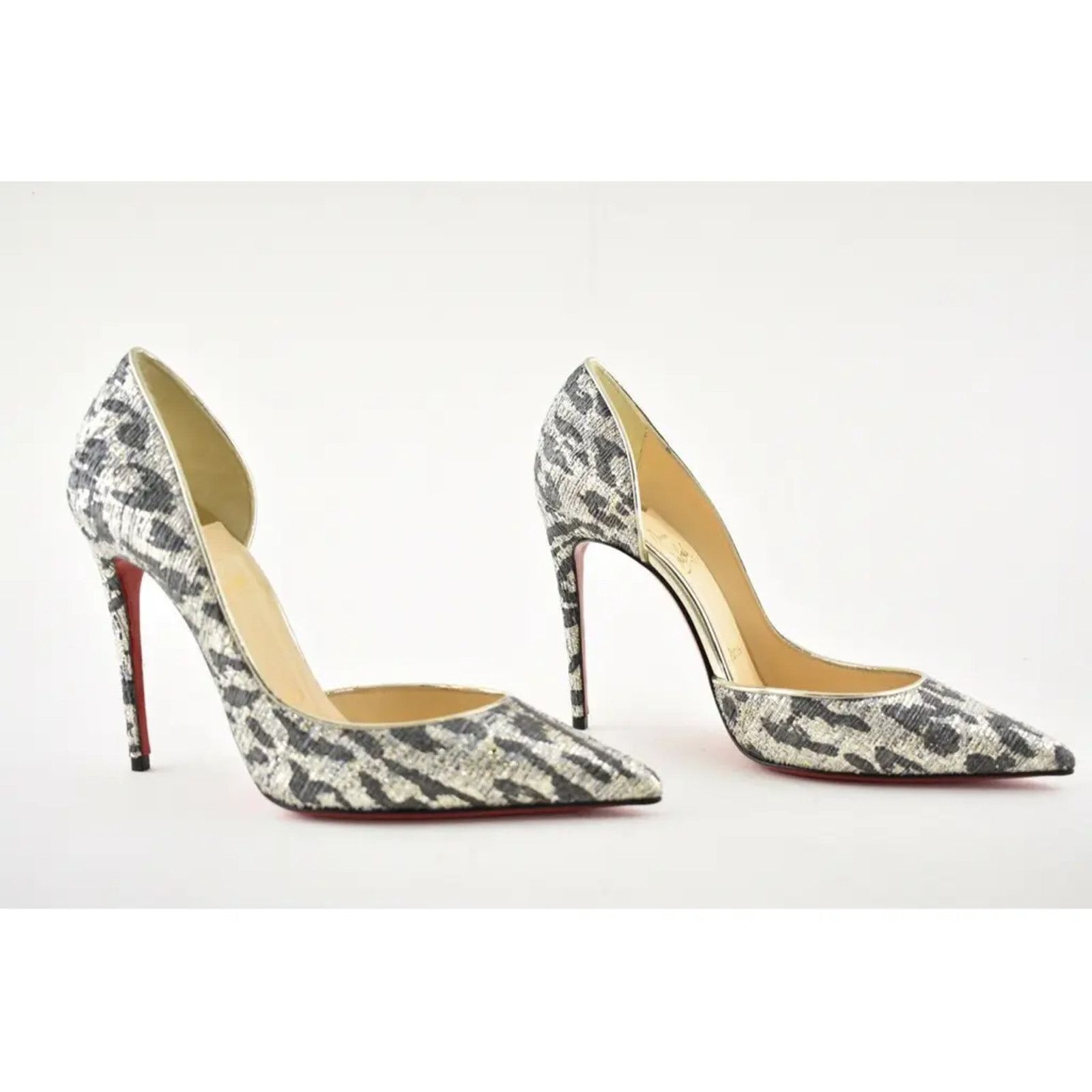 Christian Louboutin Christian Louboutin Iriza 100 Silver Black Gold Lurex Gigi Size US 5 / IT 35 - 4 Thumbnail