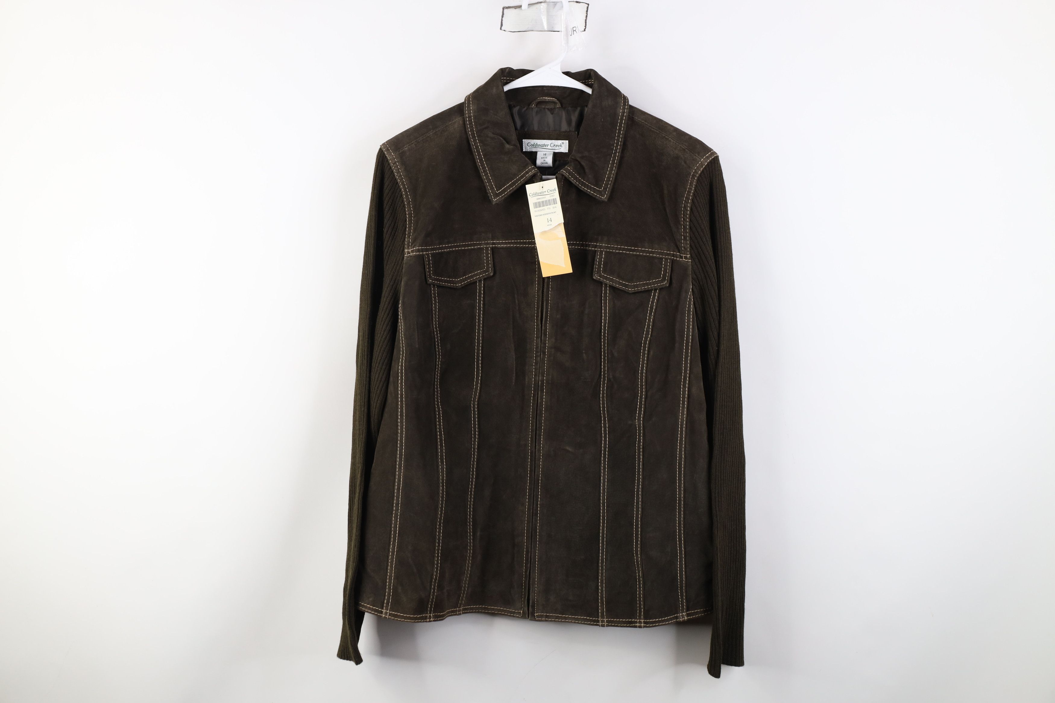 Vintage Deadstock Vintage 90s Y2K Babydoll Leather Sweater Jacket Size XL / US 12-14 / IT 48-50 - 1 Thumbnail