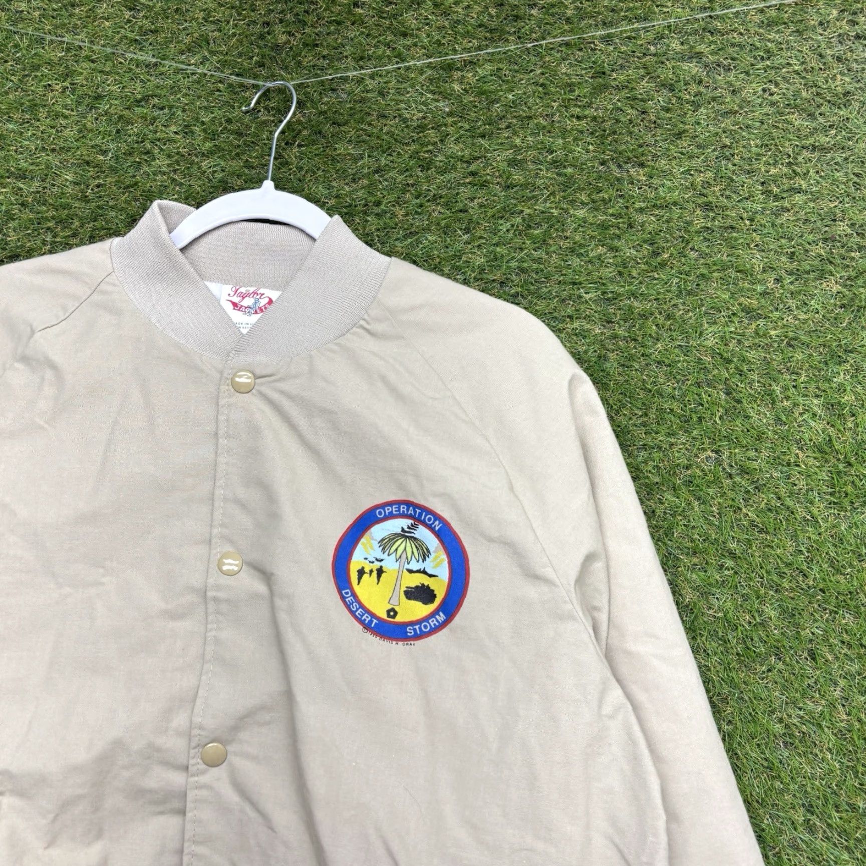 Vintage VINTAGE Taylor Jackets Military Jacket Mens L Beige American Operation Desert Storm Varsity/Baseball Coat Coat Jacket Mens Large USA Size US L / EU 52-54 / 3 - 6 Thumbnail