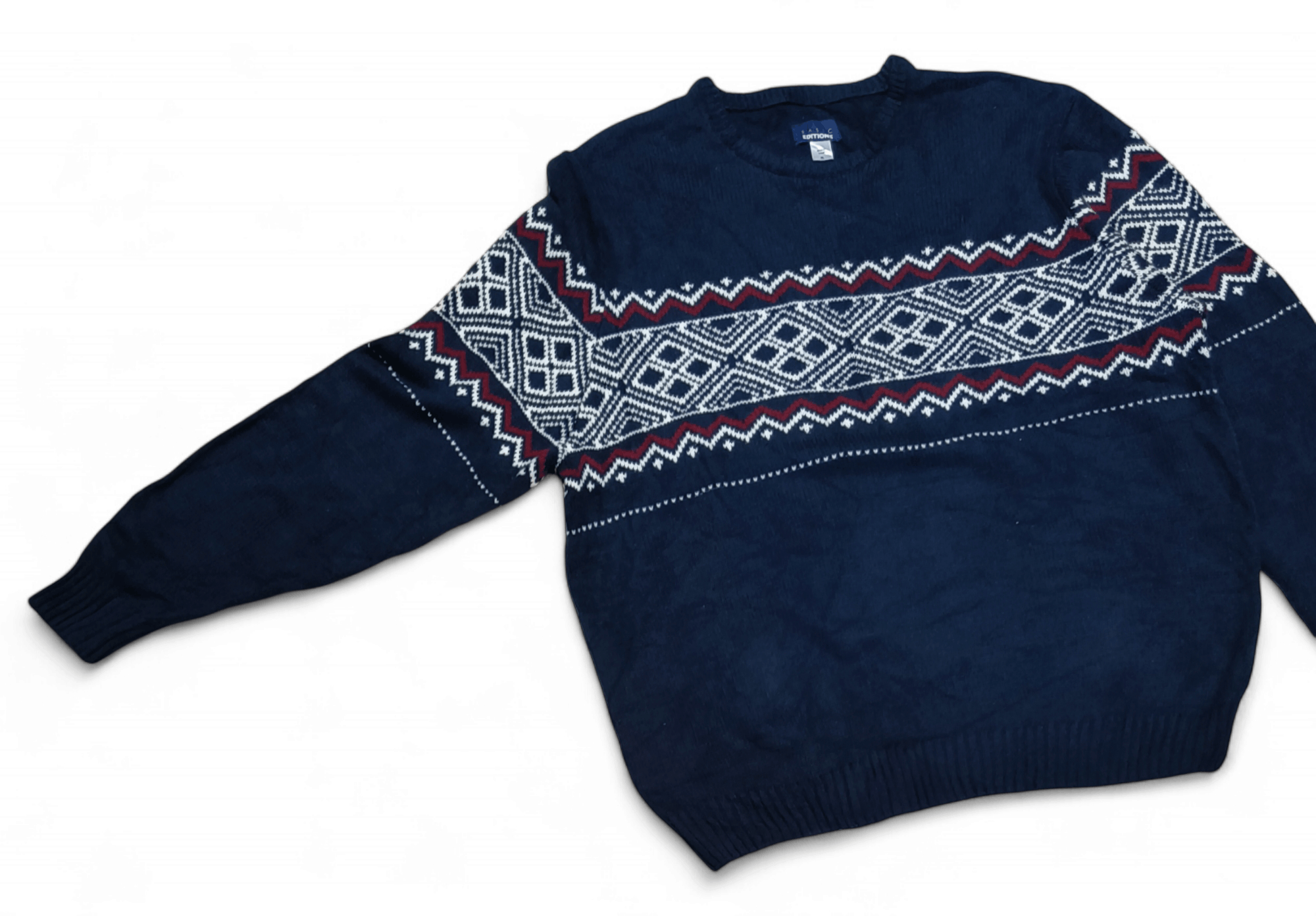 Basic Editions BASIC EDITIONS Ethnic Striped Motifs Knit Cotton Sweater Size US XL / EU 56 / 4 - 4 Thumbnail