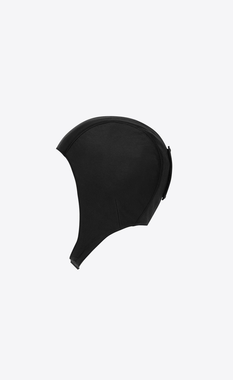 Saint Laurent Paris oc11z1225 Size: S / Aviator Hat / Cap in Leather in Black Size ONE SIZE - 3 Thumbnail