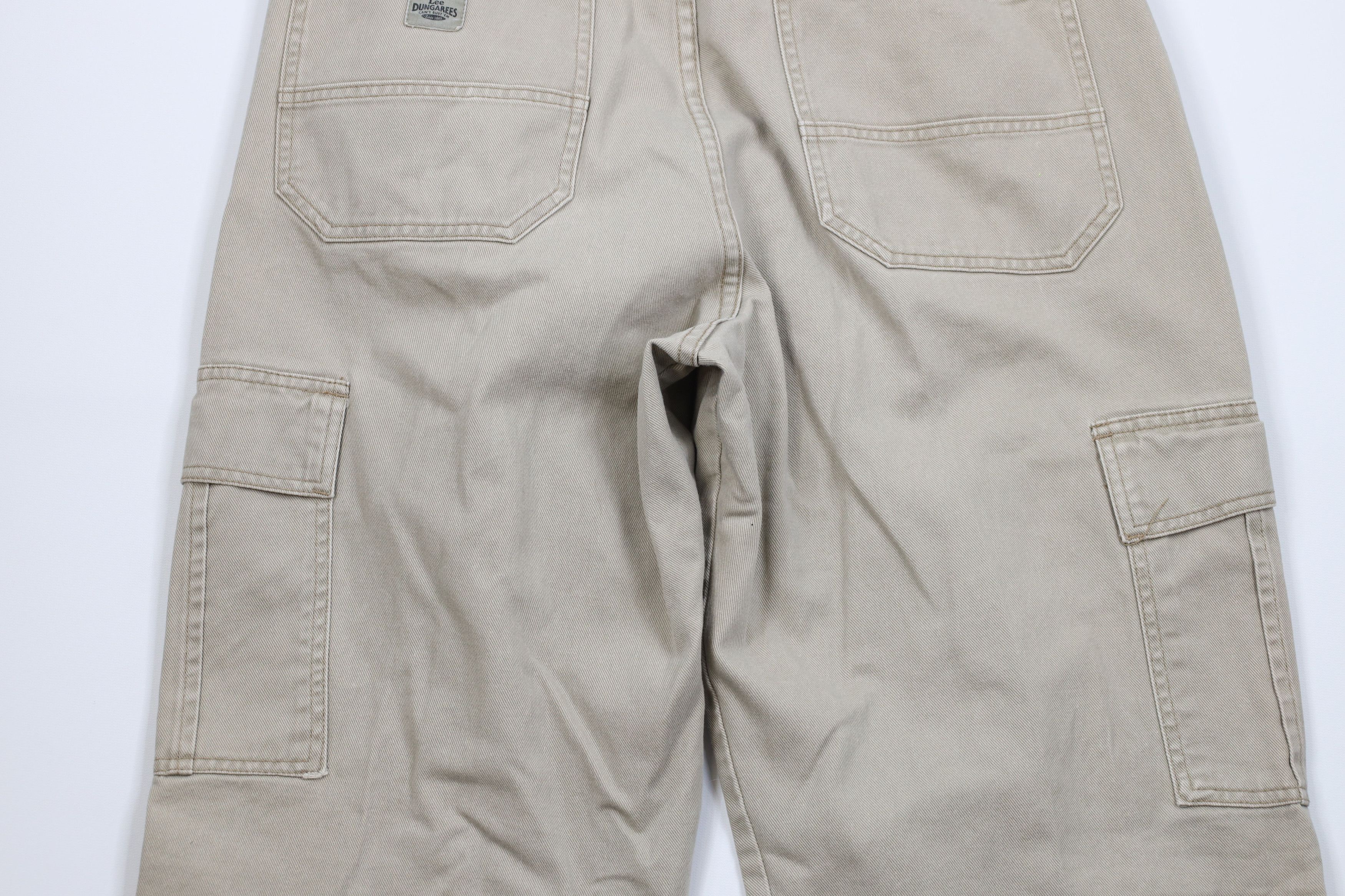 Lee Vintage 90s Y2K Lee Wide Leg Dungaree Cargo Jeans Beige Size US 34 / EU 50 - 13 Thumbnail