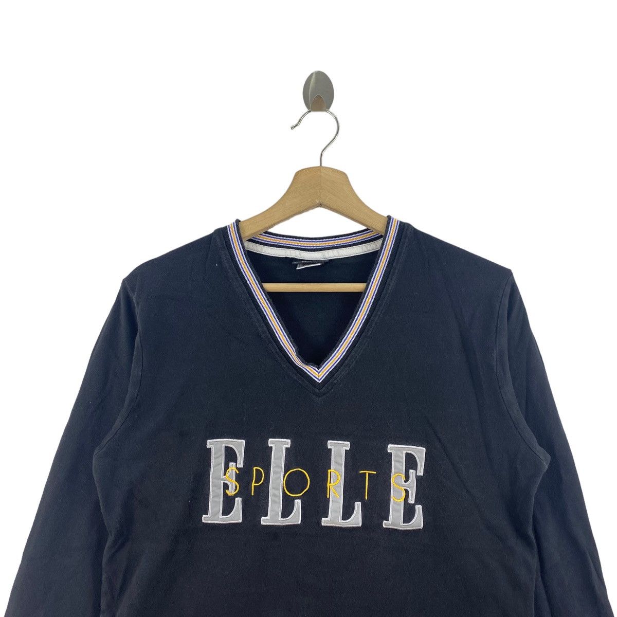 Other ELLE SPORT Big Long Design V-neck Style Black Long Sleeve Size S / US 4 / IT 40 - 2 Thumbnail