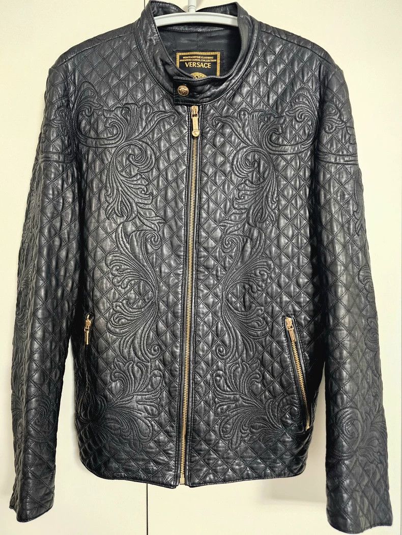 Versace Versace Leather jacket Baroque details vine embroidery she Size US L / EU 52-54 / 3 - 3 Thumbnail