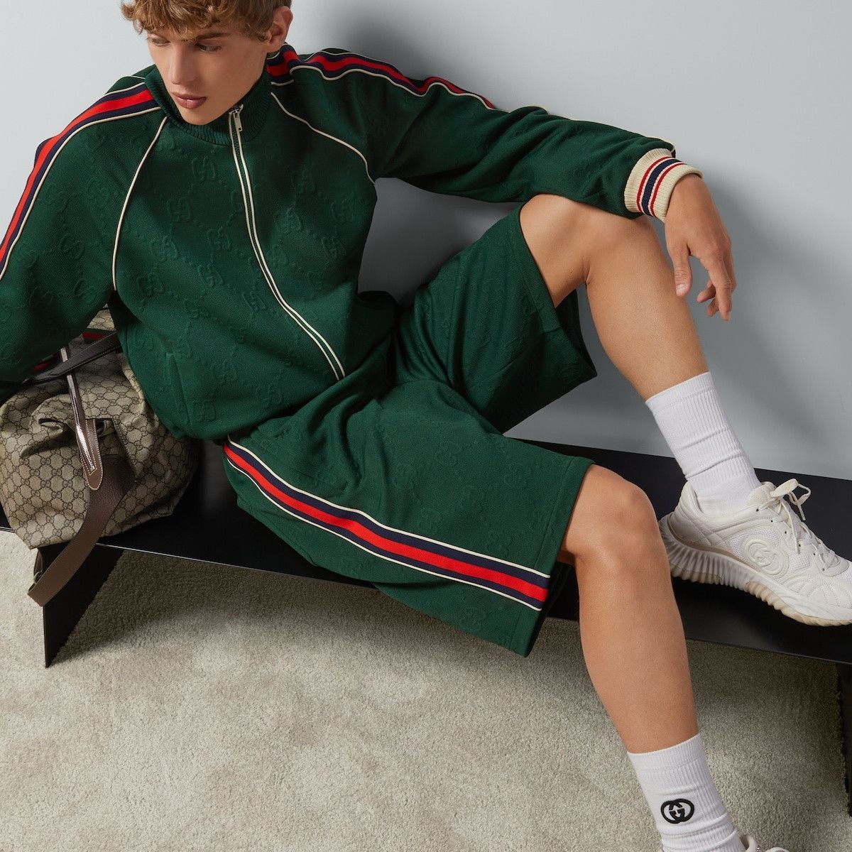 Gucci o1s1wg111025 GG Jacquard Jersey Shorts in Green Size US 30 / EU 46 - 5 Thumbnail