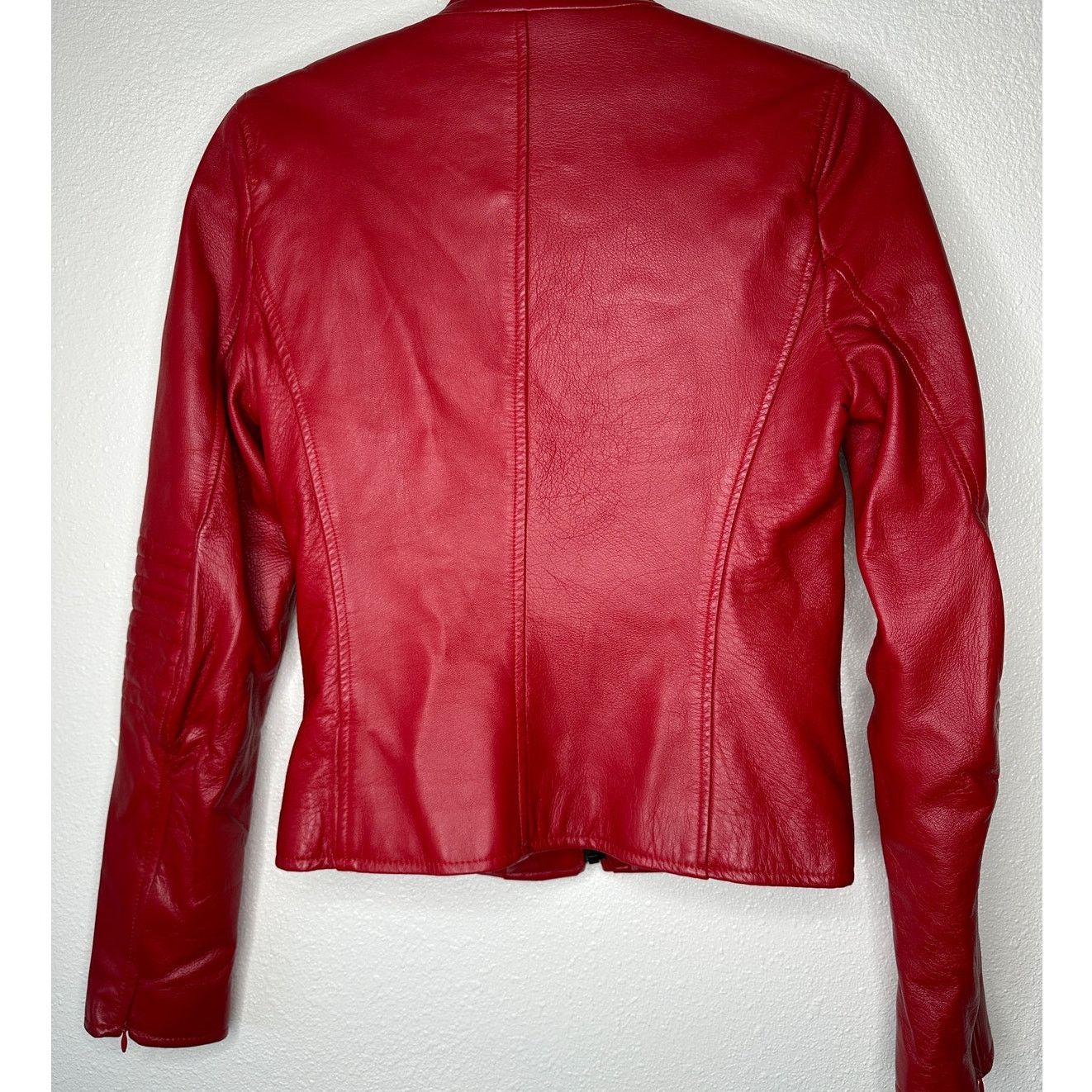 Other William B Red Leather Moto Jacket Front Zip Silk Lining S Size S / US 4 / IT 40 - 4 Thumbnail