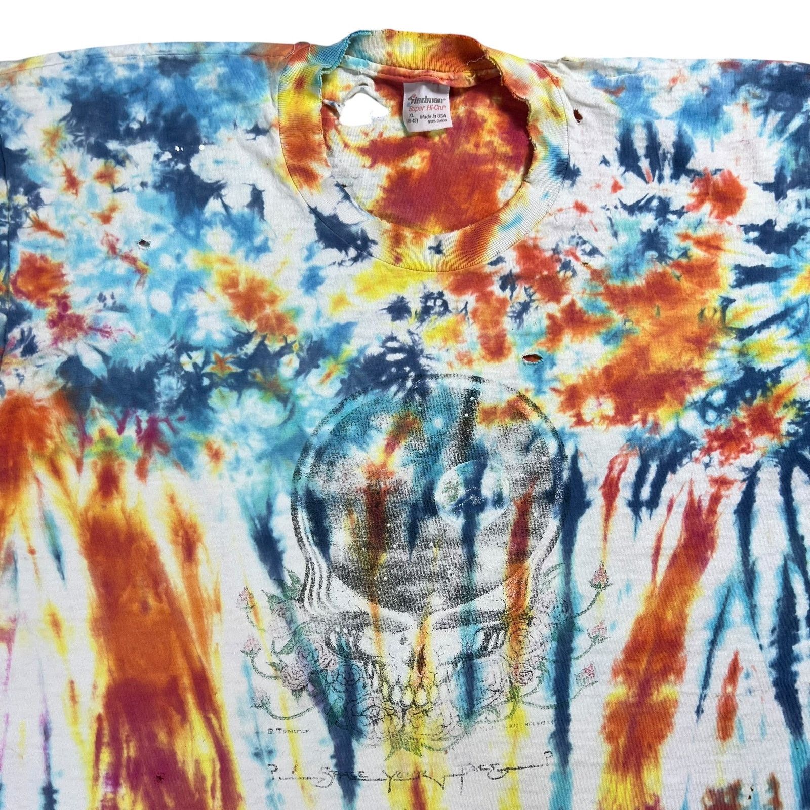 Band Tees × Grateful Dead × Vintage 1980s Grateful Dead Space Your Face tie dye faded band tee Size US XL / EU 56 / 4 - 2 Thumbnail