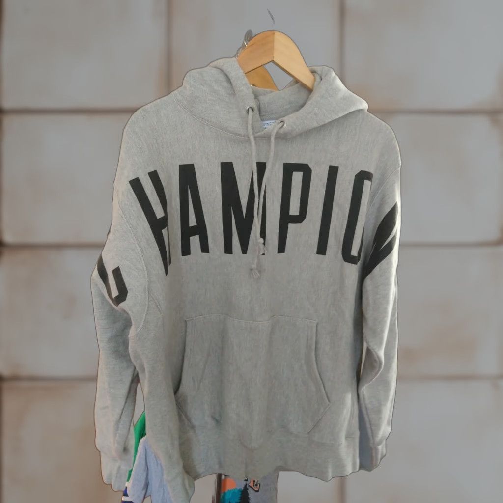 Champion VINTAGE Champion Hoodie Men L White Old Tag Spell Out Pullover Front Pocket Heavy Smoke Free Home Size US L / EU 52-54 / 3 - 1 Thumbnail