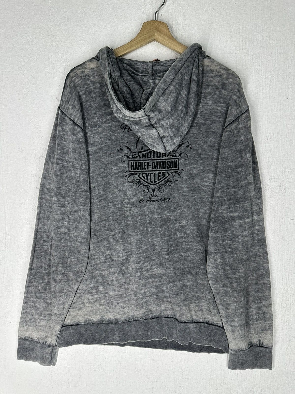 Harley Davidson × Vintage Vtg Harley-Davidson Print Skull Hoodie Sweatshirt Size US M / EU 48-50 / 2 - 8 Thumbnail