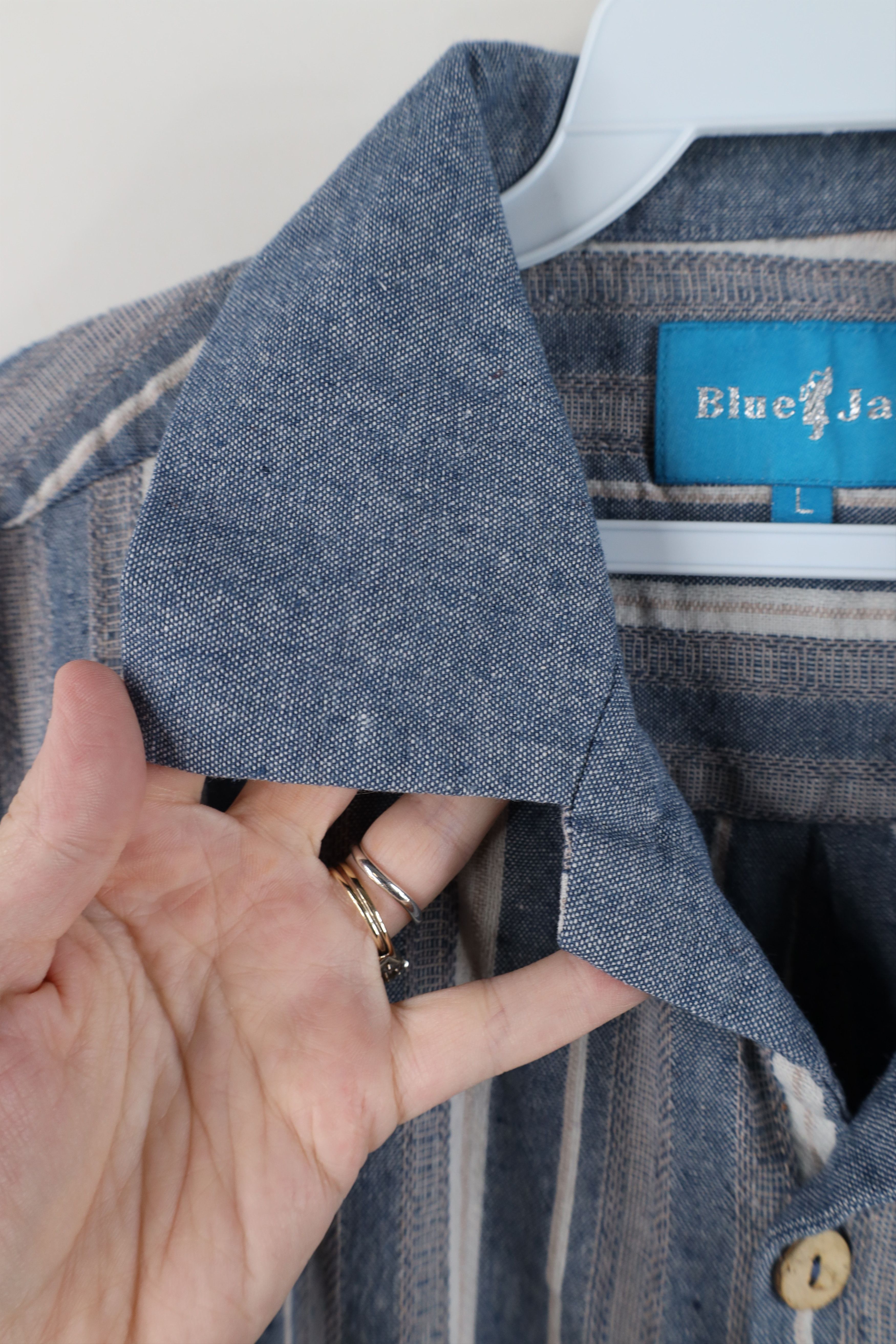 Vintage Vintage 90s Streetwear Linen Blend Camp Collar Button Shirt Size US L / EU 52-54 / 3 - 8 Thumbnail