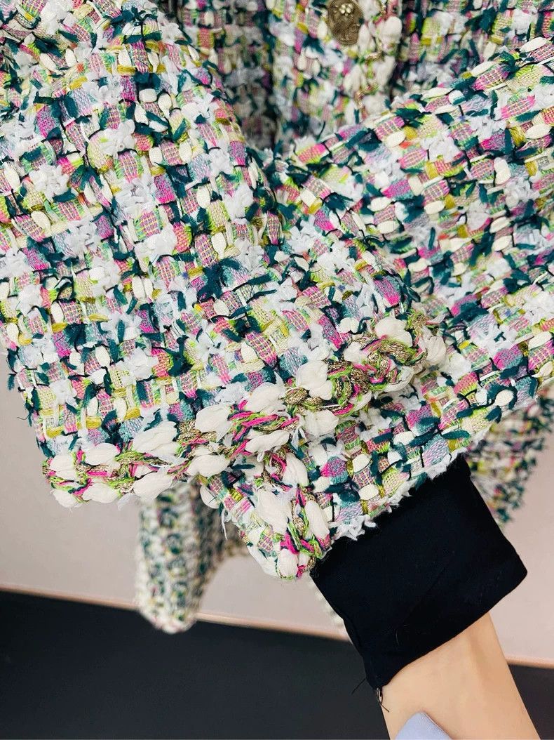 Chanel Chanel Greek series pink and green tweed long coat 2504-Nex Size XS / US 0-2 / IT 36-38 - 5 Thumbnail