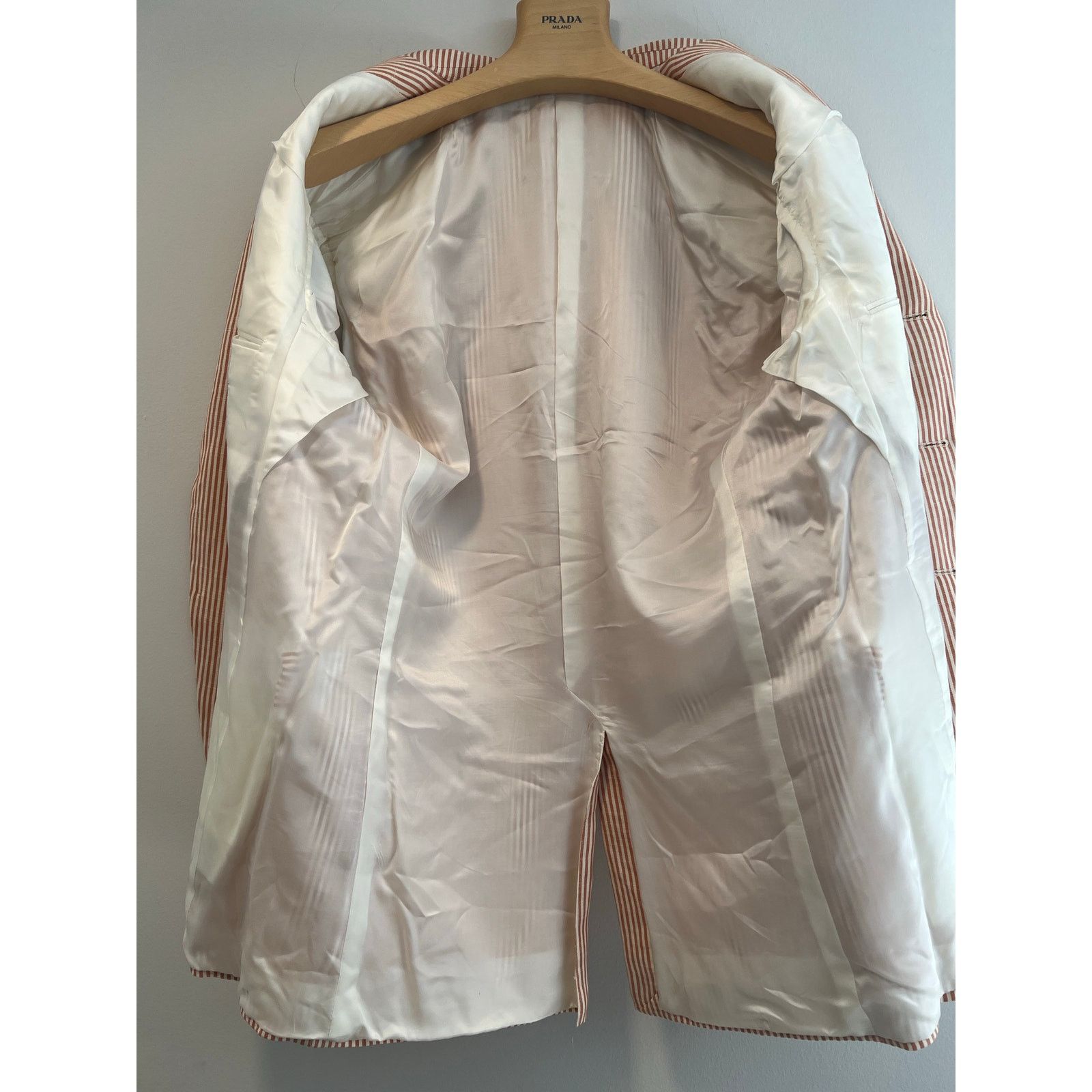 Hickey Freeman Hickey Freeman Silk Linen 3 Button Pinstripe Suit Jacket 42R Size 42L - 10 Thumbnail