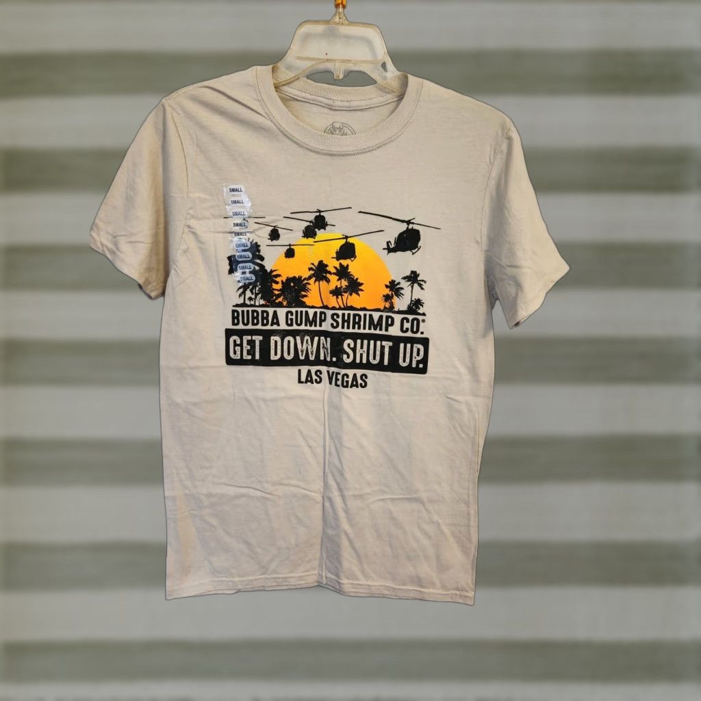 CO Bubba Gump Shrimp Co Las Vegas Beige T Shirt Size Small Mens Short Sleeve Crew Neck Graphic Print Cotton NWT Regular Fit Size US S / EU 44-46 / 1 - 1 Thumbnail