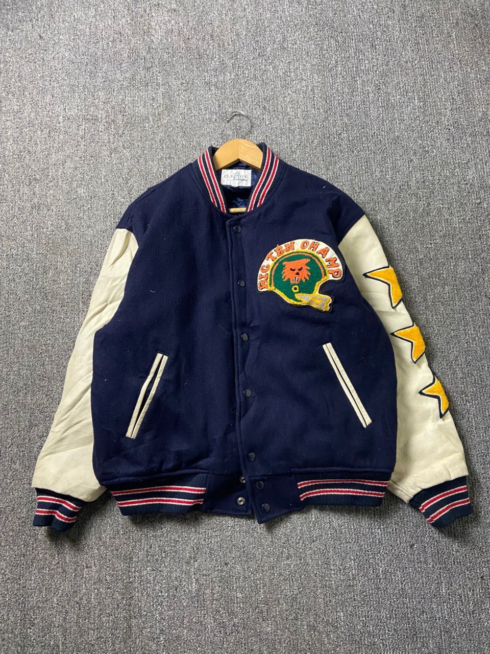 Japanese Brand Clacton Sportswear Varsity Jacket with Leather Sleeve (202) Size US M / EU 48-50 / 2 - 1 Thumbnail