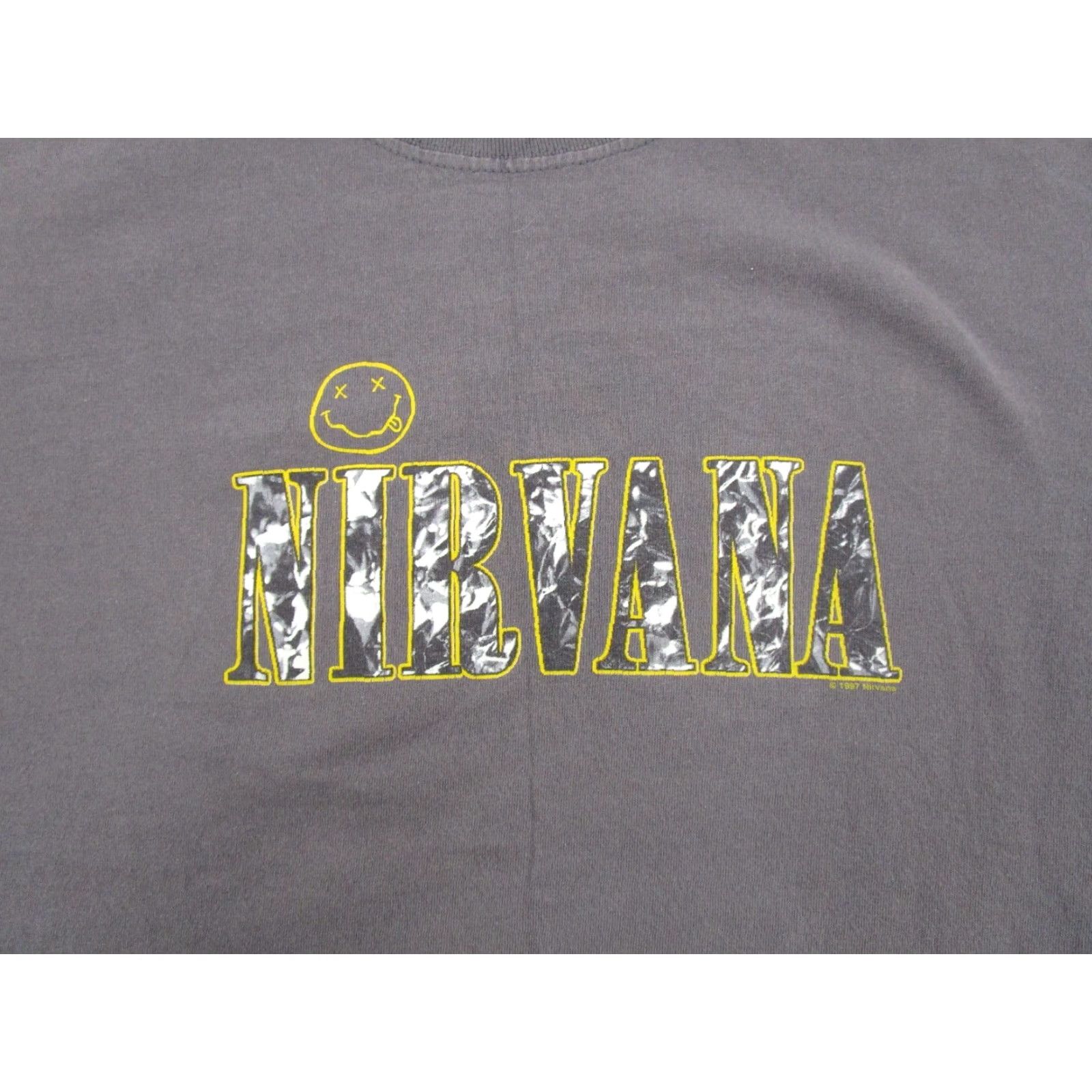 Anvil VINTAGE Nirvana Logo T-Shirt 1990s 1997 Size L Men Gray 90s Band Kurt Cobain T-Shirt Logo Graphic Print Short Sleeve Crew Neck Mens Size US L / EU 52-54 / 3 - 3 Thumbnail