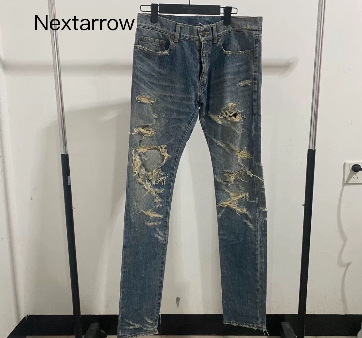 Saint Laurent Paris × Yves Saint Laurent Saint Laurent slp13fwD02 Year Old Corroded and Damaged Jeans Size US 31 - 1 Thumbnail