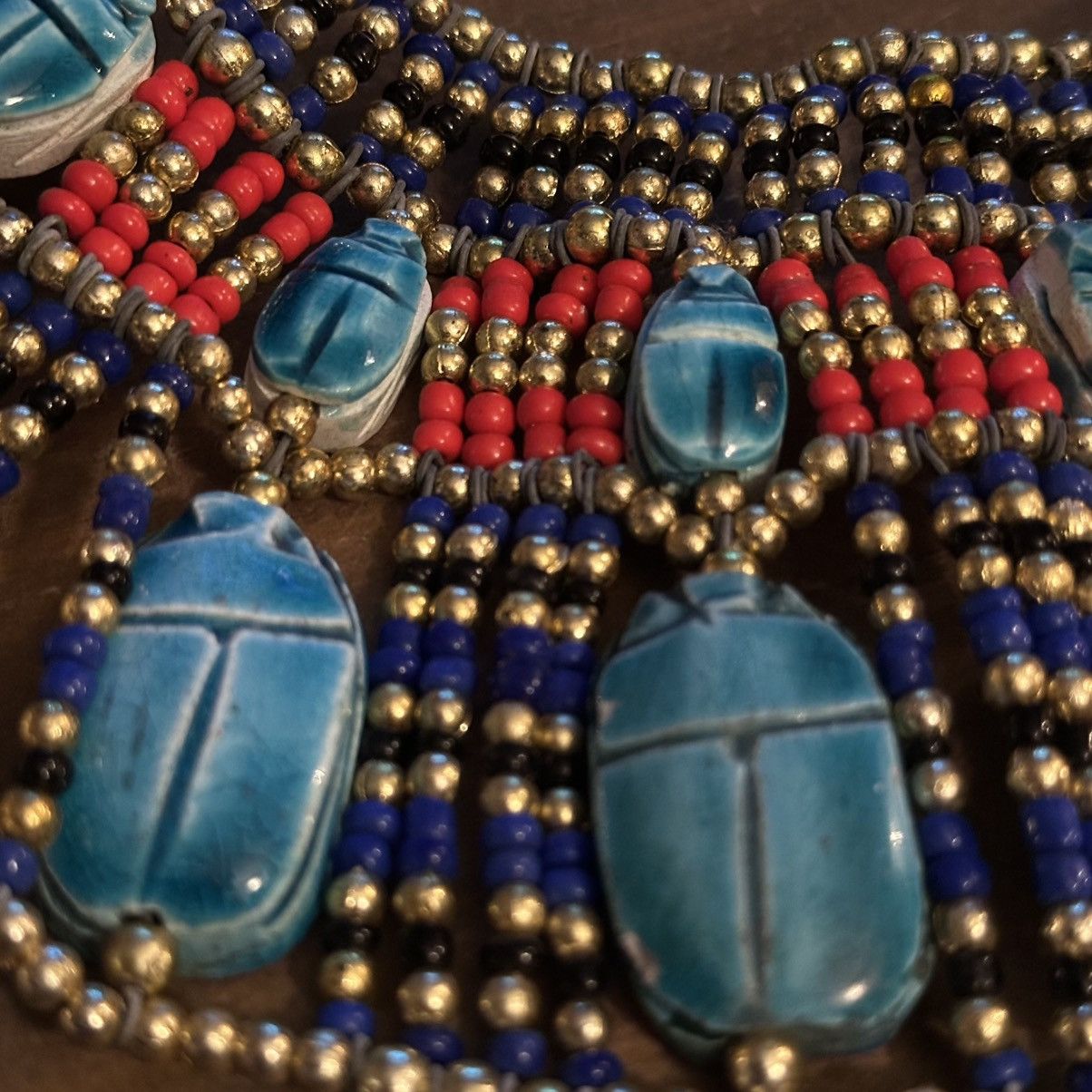 Vintage Vintage Egyptian Queen Cleopatra scarab bead collar necklace Size ONE SIZE - 4 Thumbnail
