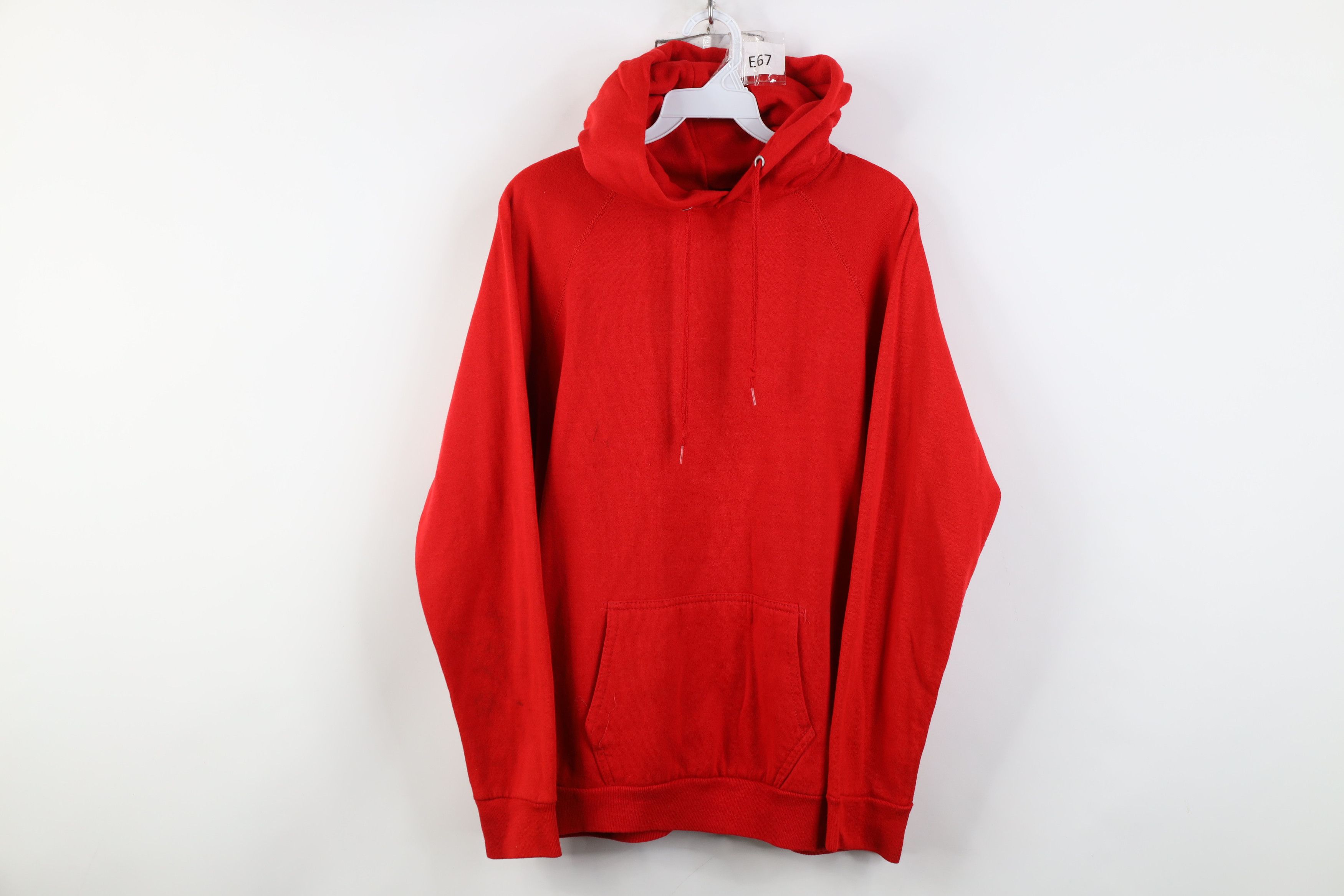 Vintage Vintage 70s Streetwear Faded Blank Hoodie Sweatshirt Red USA Size US M / EU 48-50 / 2 - 1 Thumbnail