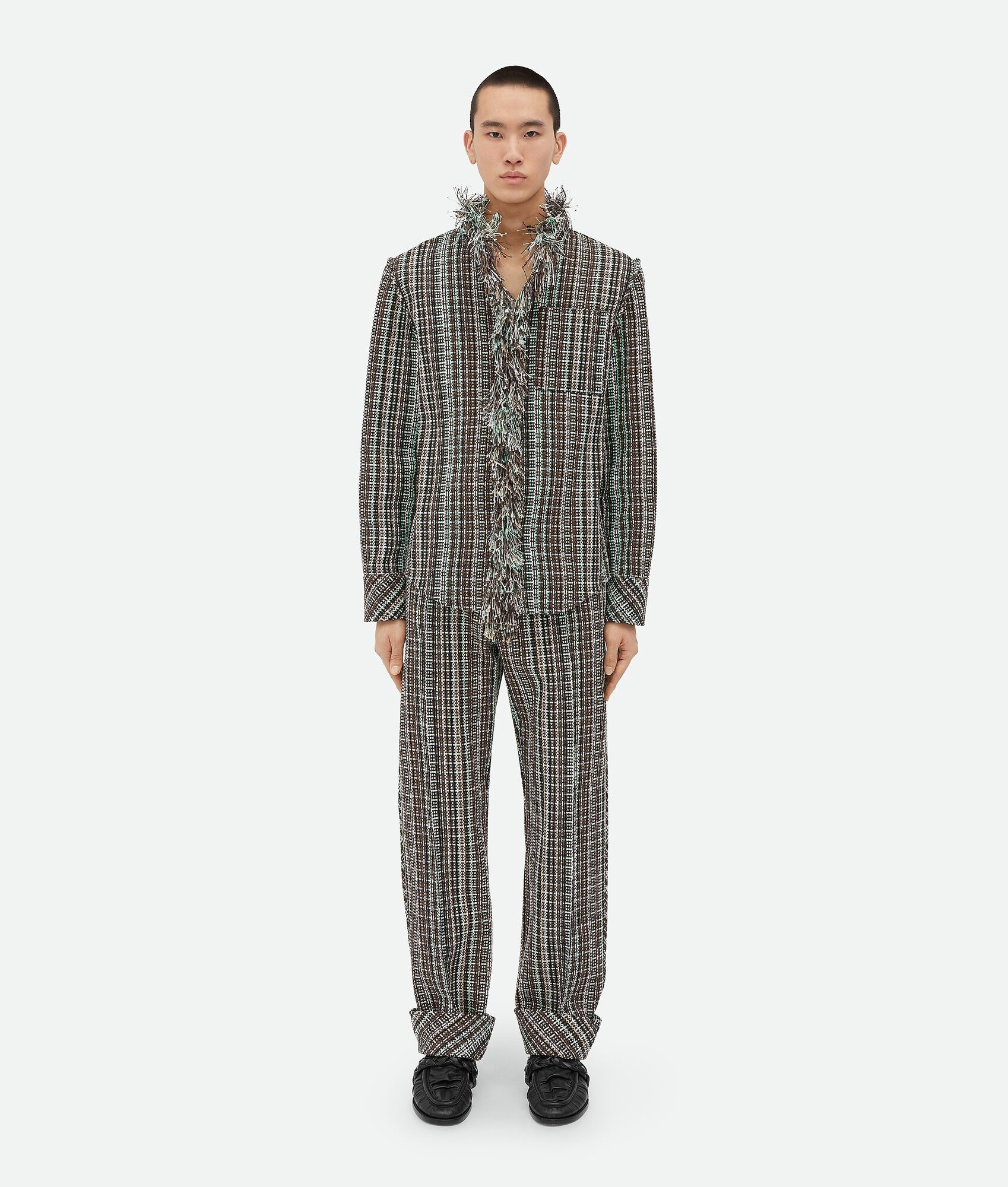 Bottega Veneta o1loc1c1025 788994 Cotton Check Jacket With Fringes Size US S / EU 44-46 / 1 - 1 Thumbnail