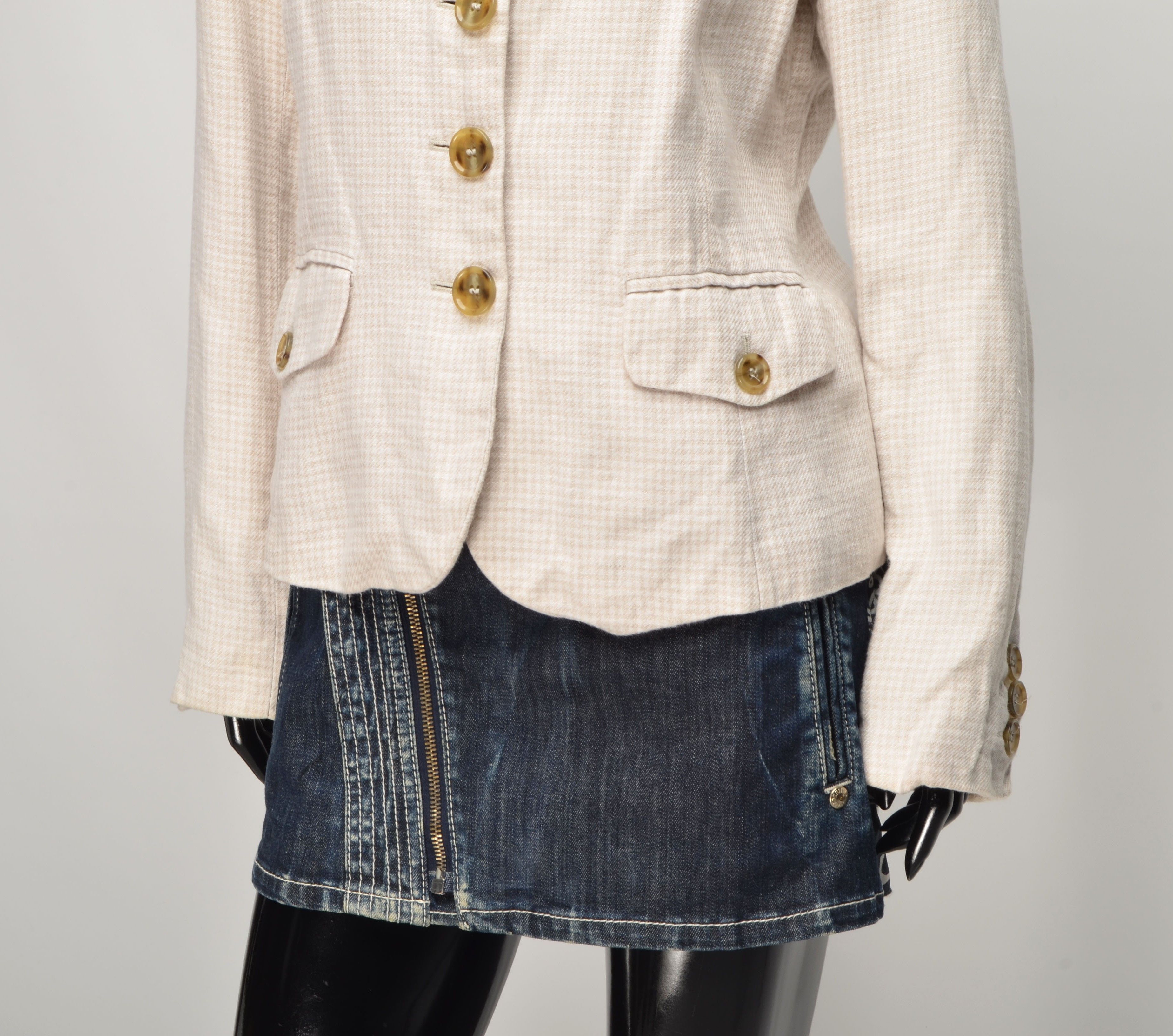Weekend Max Mara Weekend Max Mara Linen 3 Button Houndstooth Blazer Jacket Size M / US 6-8 / IT 42-44 - 3 Thumbnail