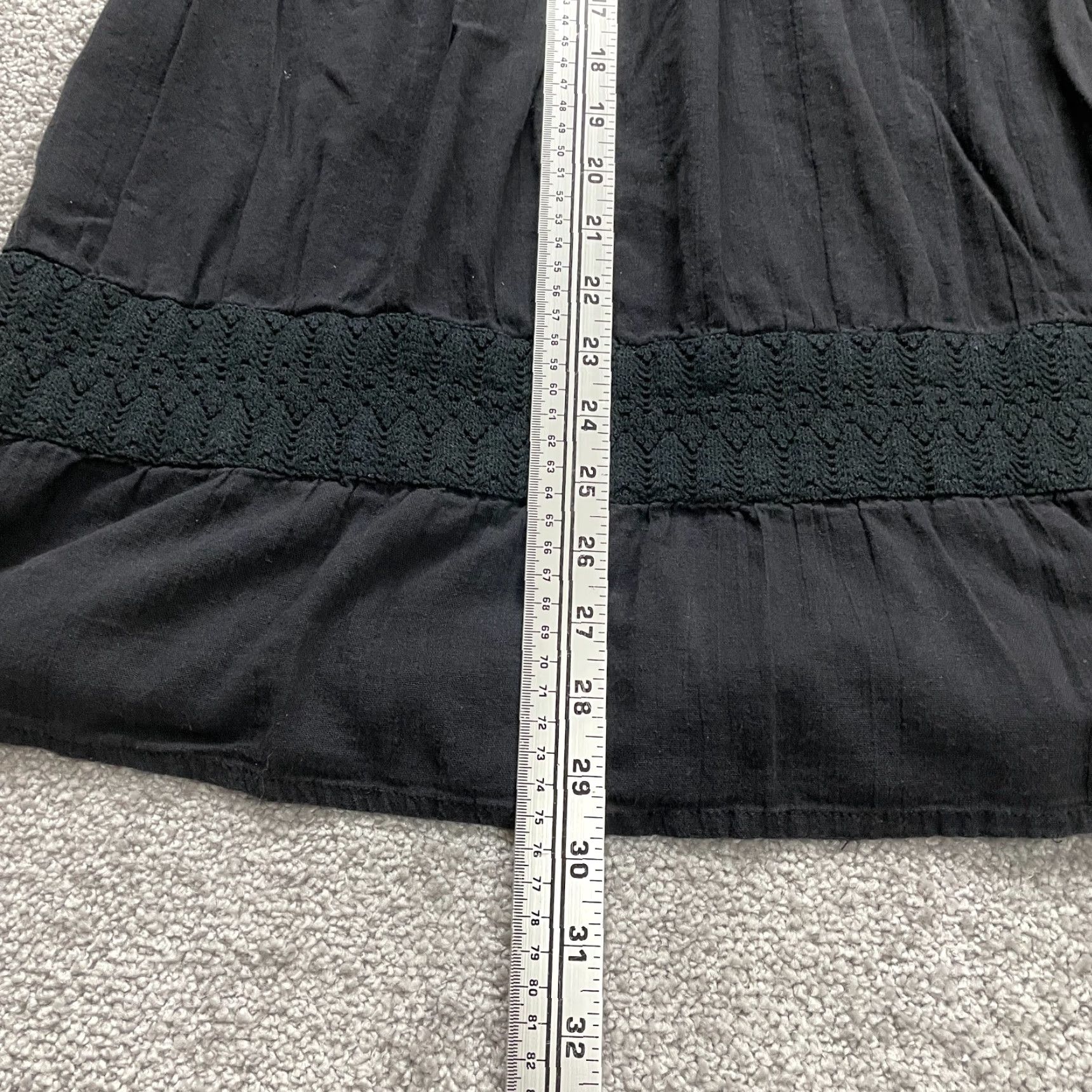 Vintage VINTAGE Women's Dress Midi Solid Black Linen A-Line Smocked Strapless Casual Spring Summer Fall 2020s Girls Size M / US 6-8 / IT 42-44 - 6 Thumbnail