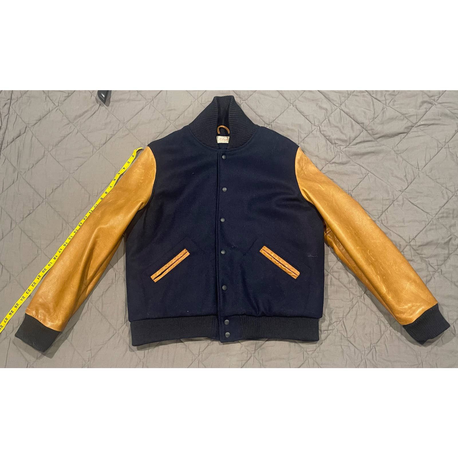 image of Dehen 1920 Varsity Jacket Navy XL in Blue, Men's