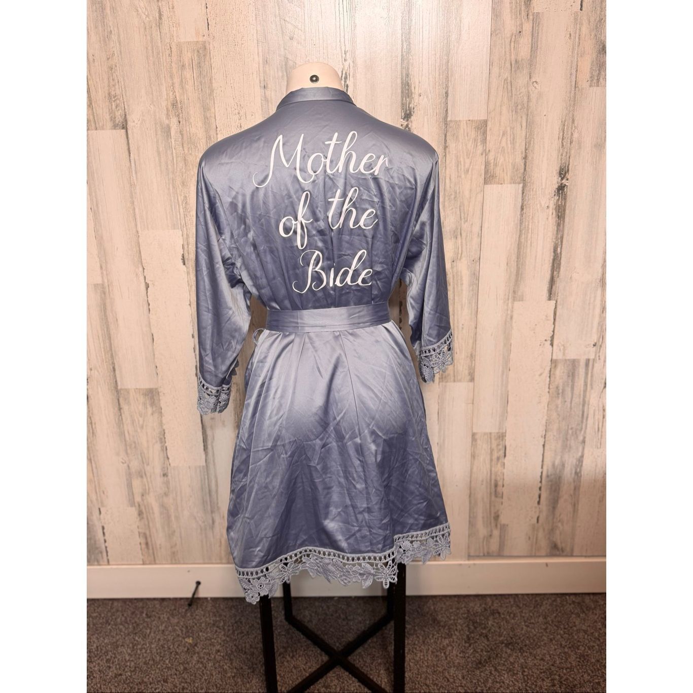 Other Mother of the Bride Blue Satin Lace Trim Robe Size ONE SIZE - 3 Thumbnail