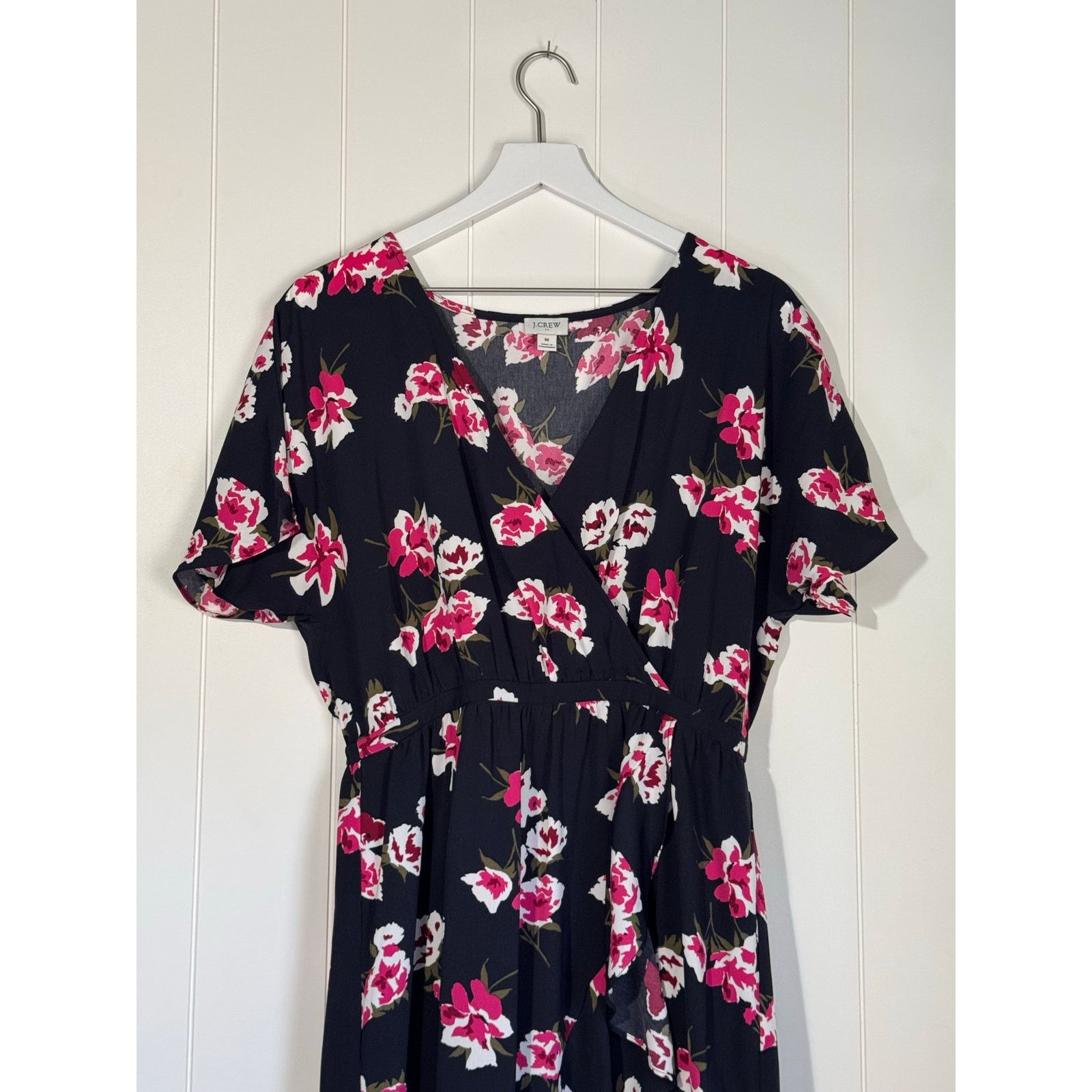 J.Crew J.Crew Floral Wrap Dress Blue Pink V-Neck Medium Size M / US 6-8 / IT 42-44 - 4 Thumbnail