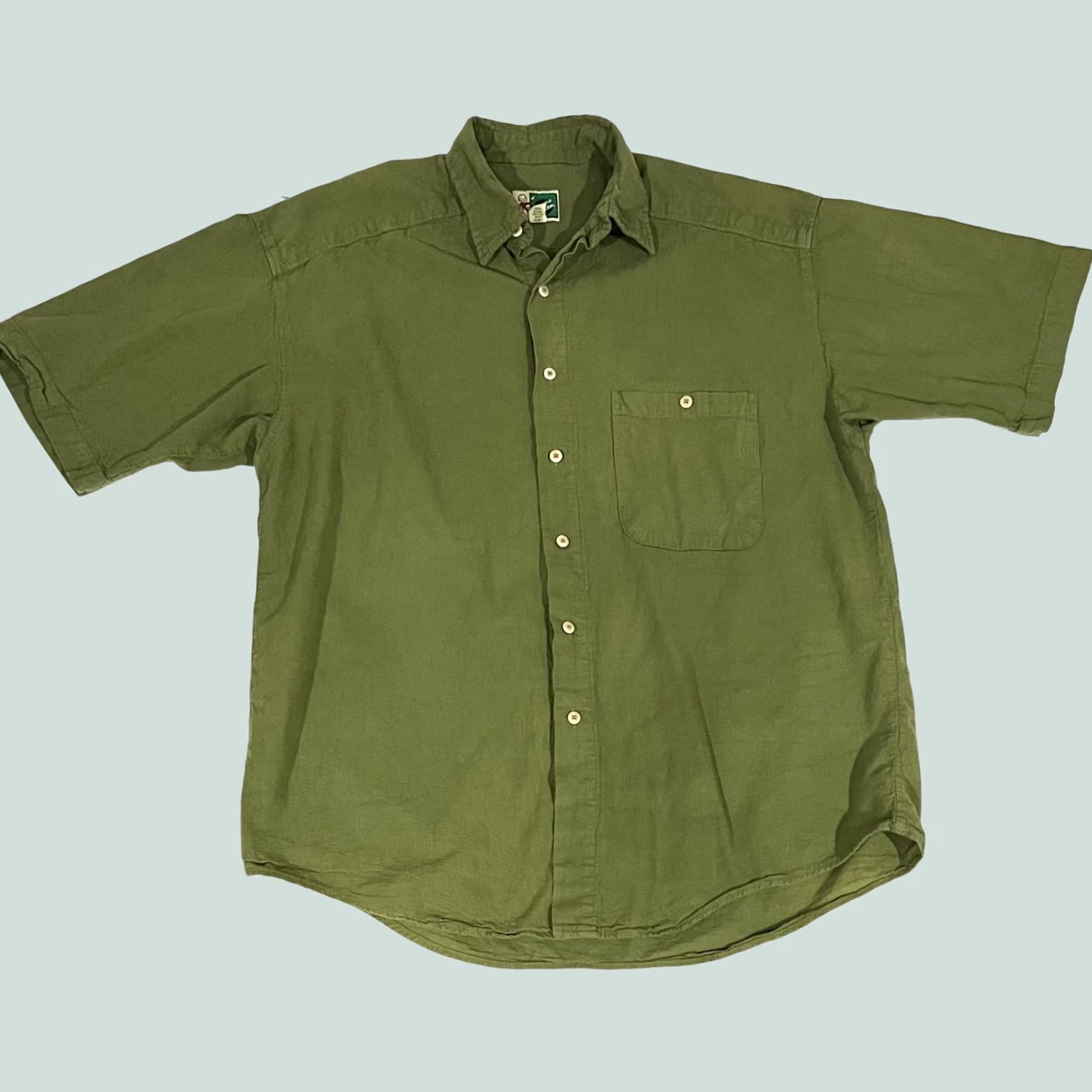 Vintage VINTAGE Johnny Cotton Mens Shirt Button-Up Short Sleeve Green M Size US M / EU 48-50 / 2 - 1 Thumbnail