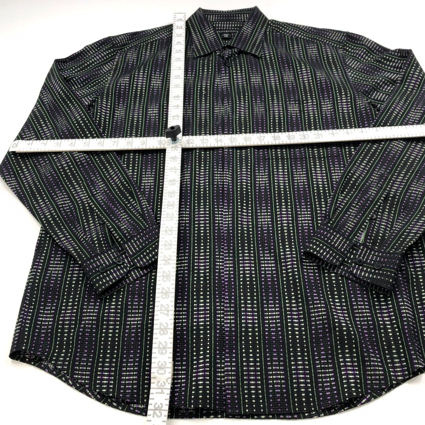 Etro Jhane Barnes Dress Shirt All Over Print Purple 17/36 100% Cotton Blend Button-Front Armpit To Armpit Measurements Ladies? Size 46R - 3 Thumbnail