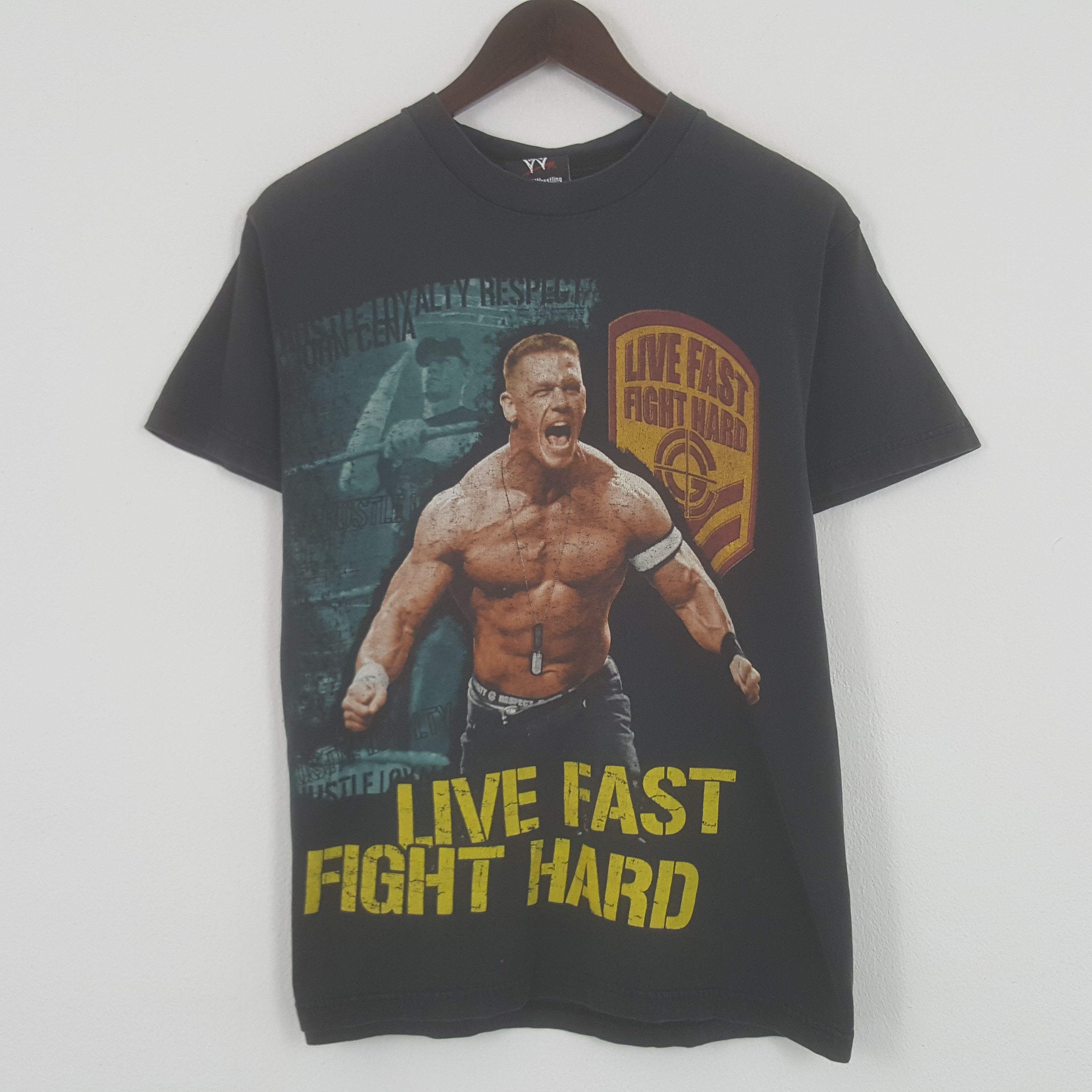 image of Vintage John Cena Live Fast Flighthard Tshirt in Black, Men's (Size Medium)