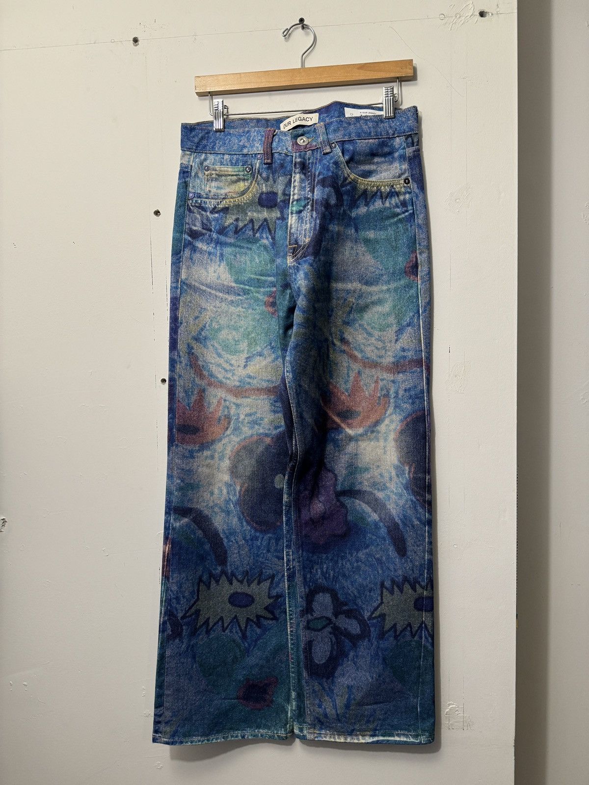 Our Legacy OUR LEGACY THIRD CUT DIGITAL CHALK FLOWER PRINT JEANS 29 Size US 31 - 5 Thumbnail