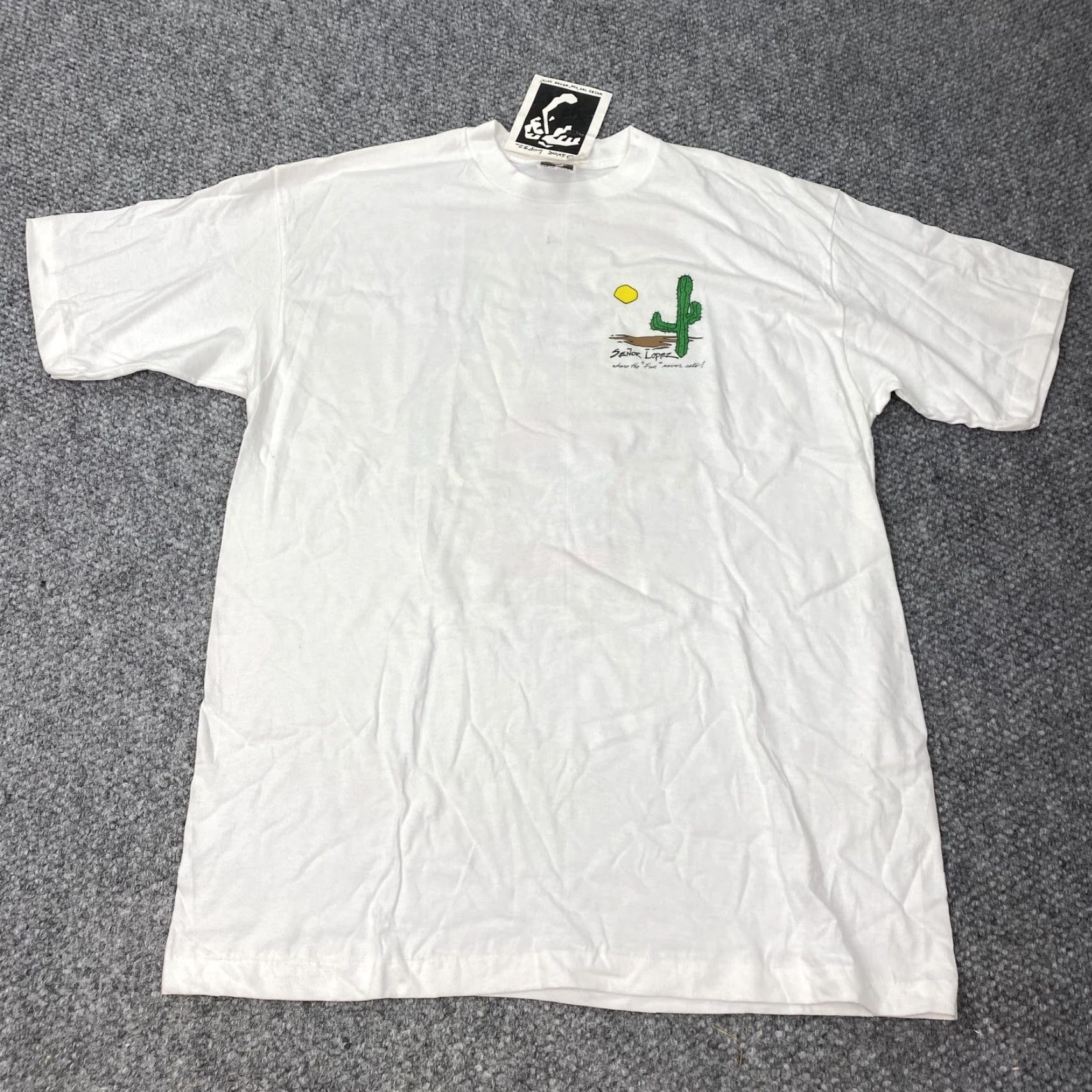Vintage VINTAGE Senor Lopez Shirt Mens XL White Graphic Print 90s Food & Drink Crew Neck Cotton T-Shirt Mens XLG Size US XL / EU 56 / 4 - 2 Thumbnail