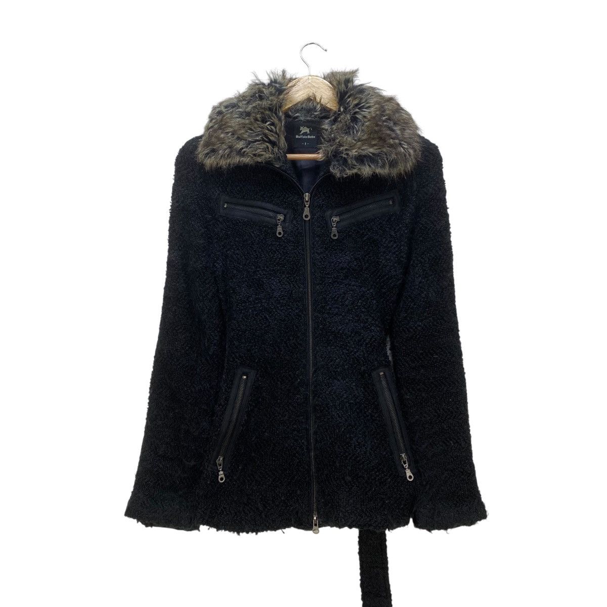 BUFFALO BOBS 🔥Rare Buffalo Bob High Collar Fur Belted Jacket Size M / US 6-8 / IT 42-44 - 1 Thumbnail