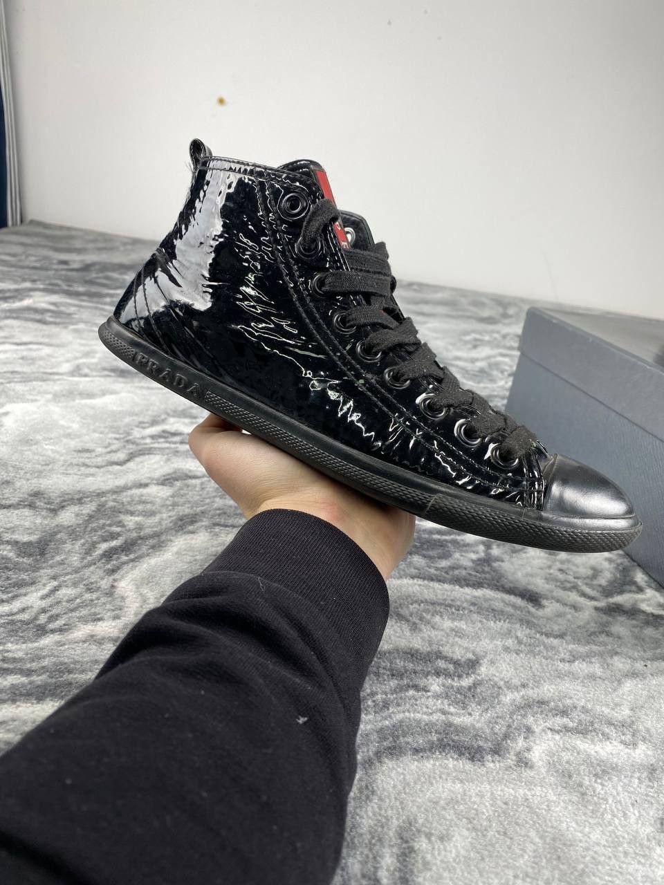 Prada Prada High Top Leather Sneaker Size US 8 / IT 38 - 3 Thumbnail