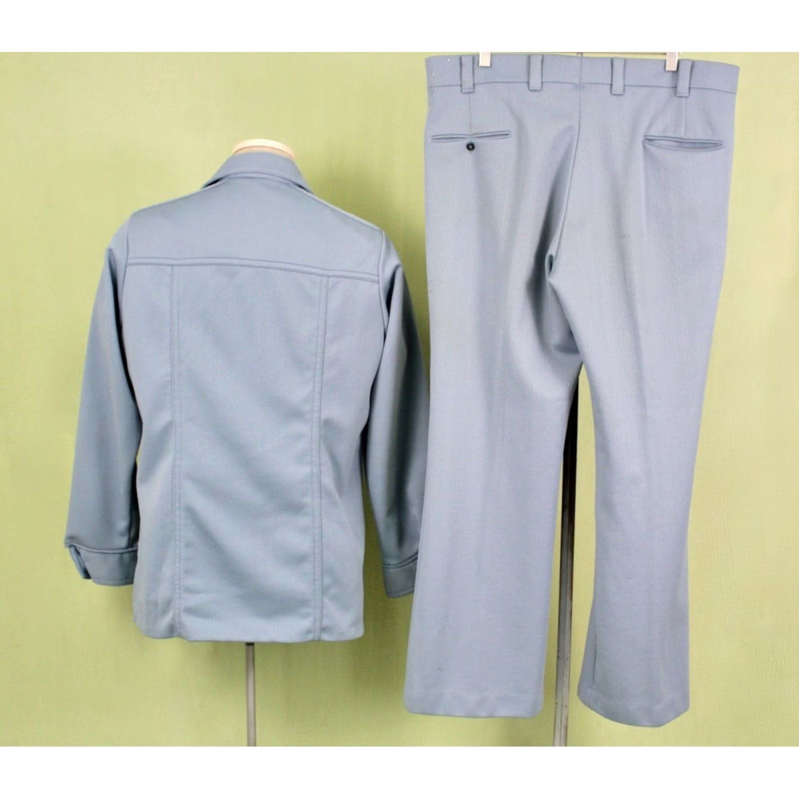 Levi's Levi's 70s Leisure Suit Jacket Pants Panatela Polyester Light Blue Mens L Vintage Disco Size 40R - 3 Thumbnail