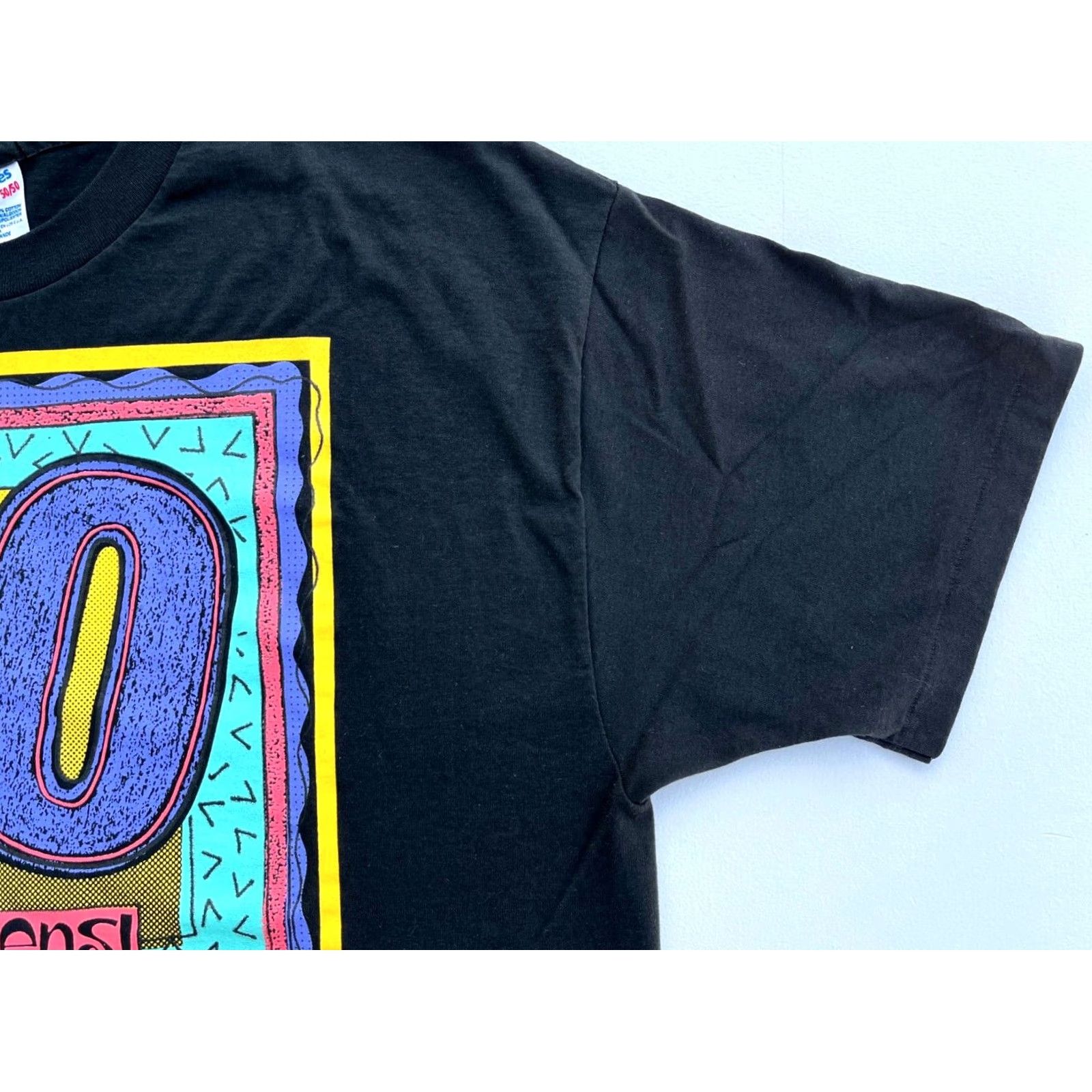 Hanes Hanes Heavyweight 50/50 Men's Vintage T-Shirt XL Black, Short Sleeve Crew Neck, Made in USA, 1990s Birthday Theme, Size XL Mens Size US XL / EU 56 / 4 - 7 Thumbnail